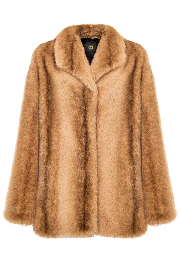Golden Oversized Fox Faux Fur Jacket