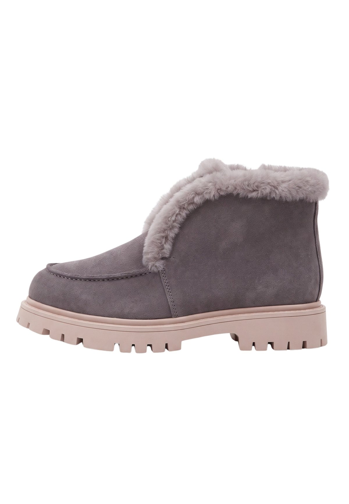 Suede Ankle Winter Boots - Smoky Grey