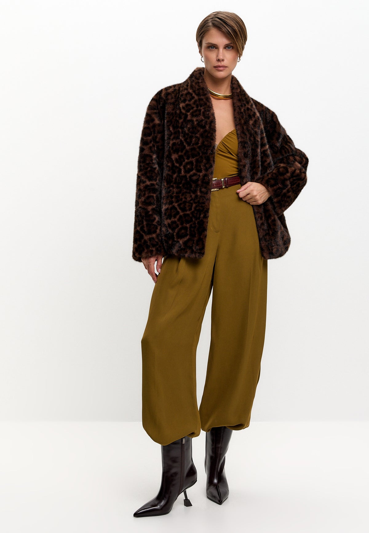 Giacca Halo in pelliccia sintetica – Leopardo