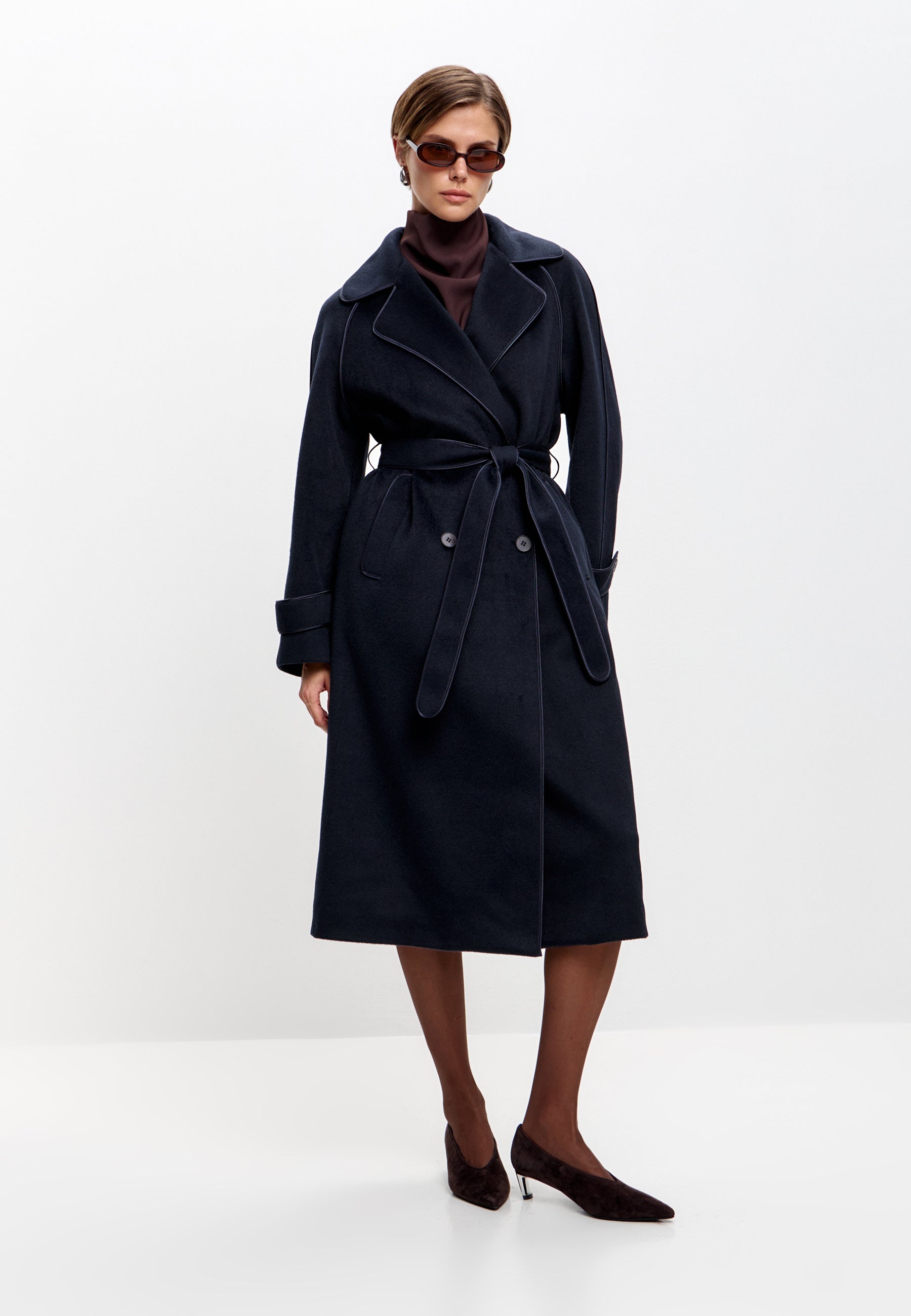 Wool-Blend Notch Lapel Jacket - Blue