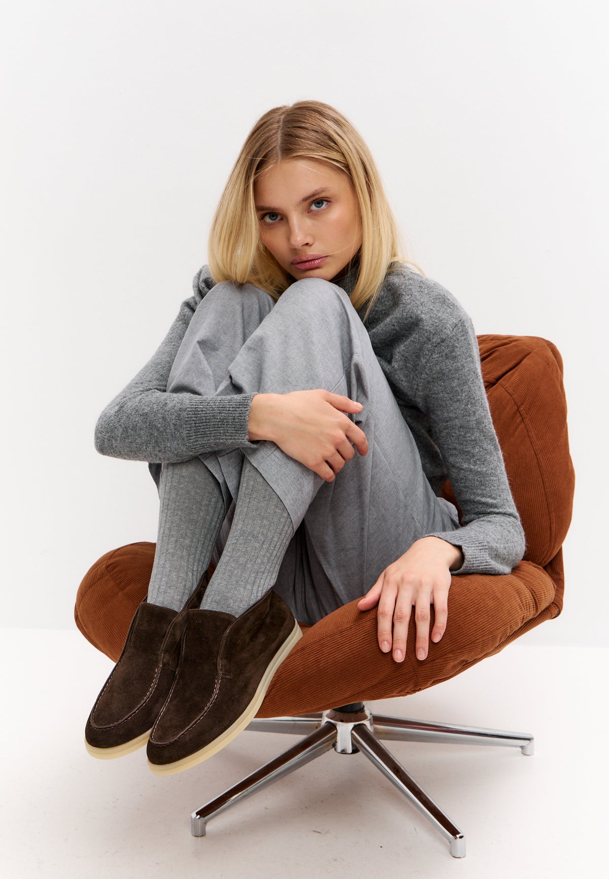 Wool Step High loafers van wol – Donkerbruin