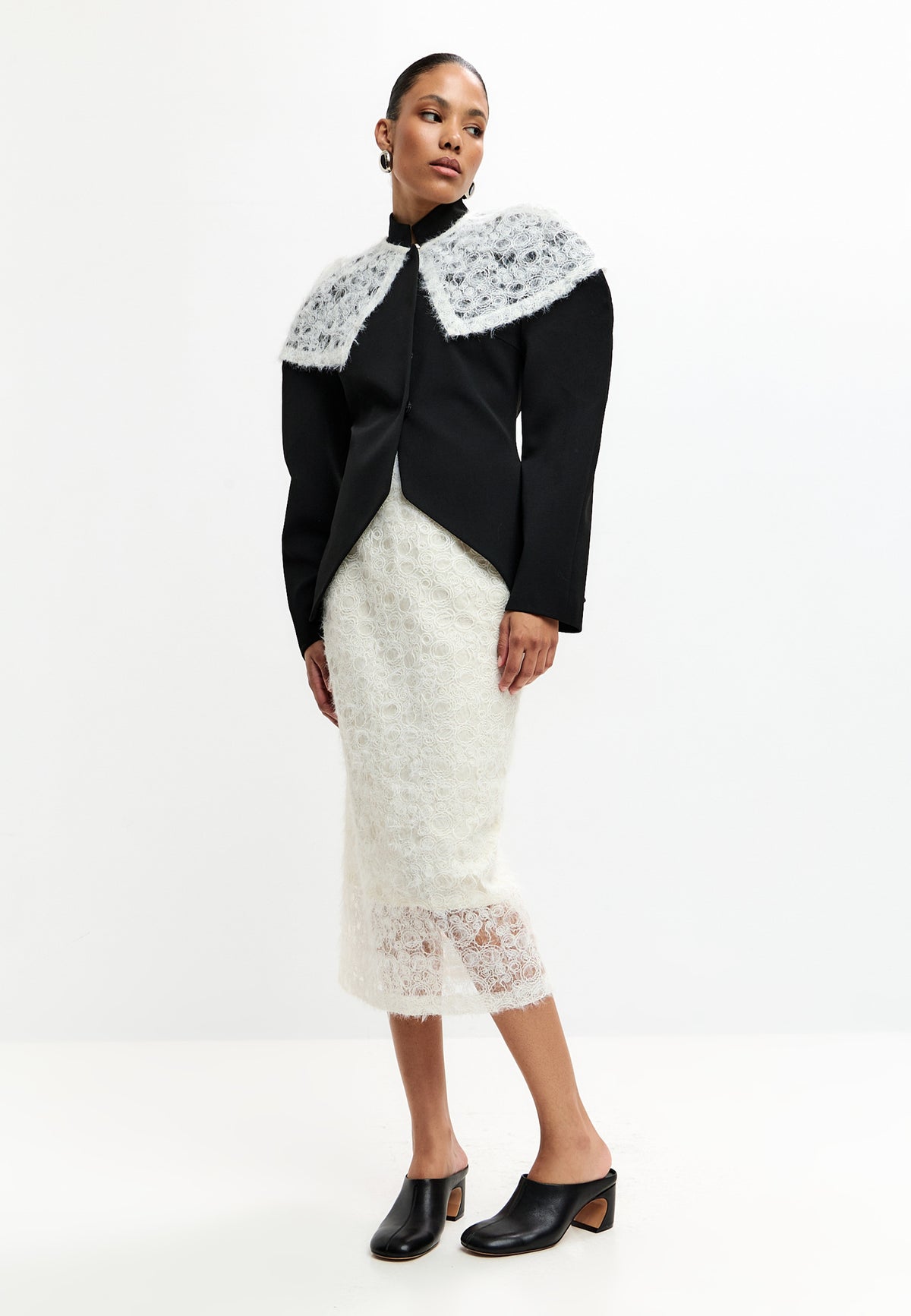Escarpins mules en cuir – Noir