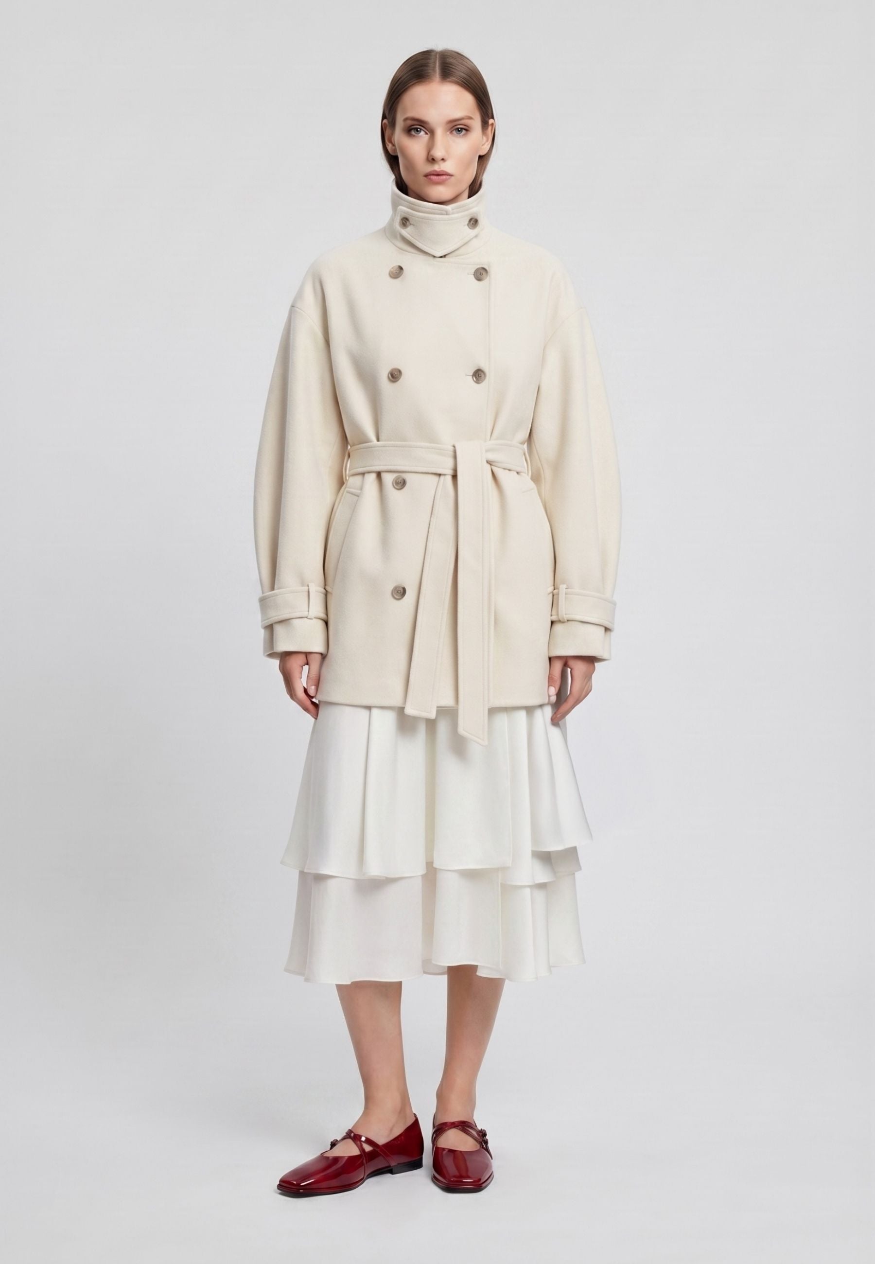 Skórzane baleriny Albina - czerwone