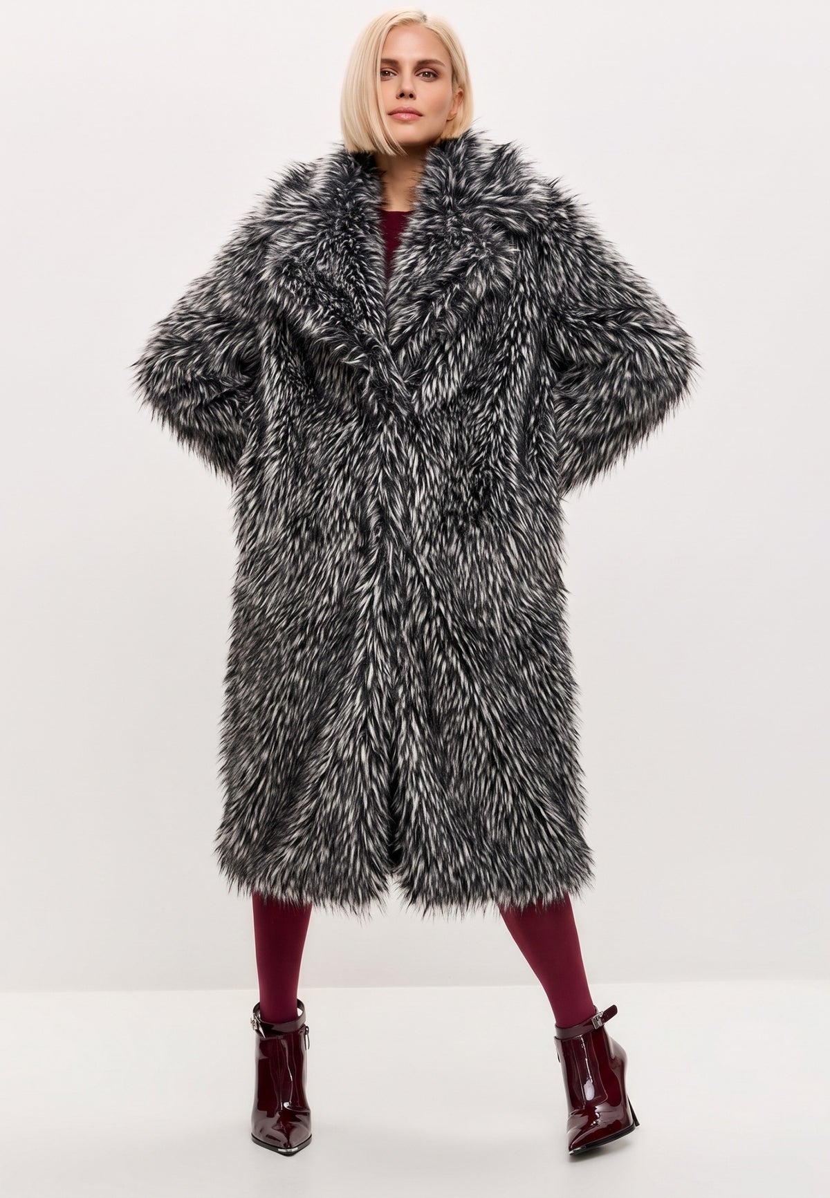 Cappotto in pelliccia sintetica Natalie – Nero