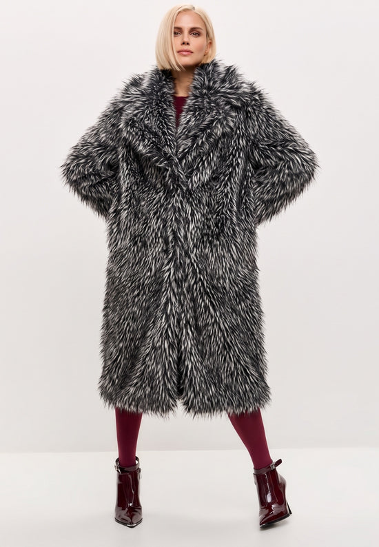 Cappotto in pelliccia sintetica Natalie – Nero