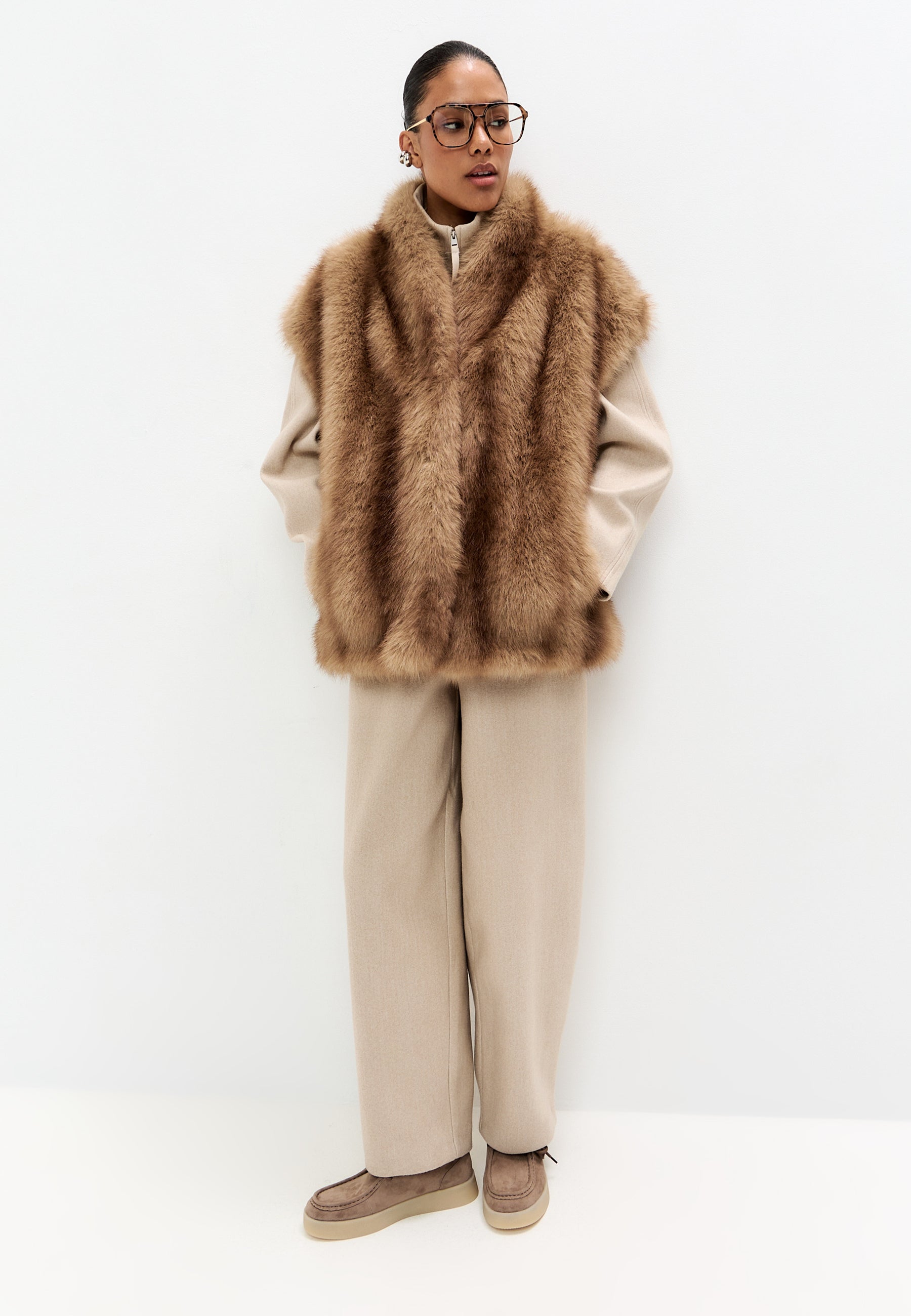 Blazer gilet en fausse fourrure