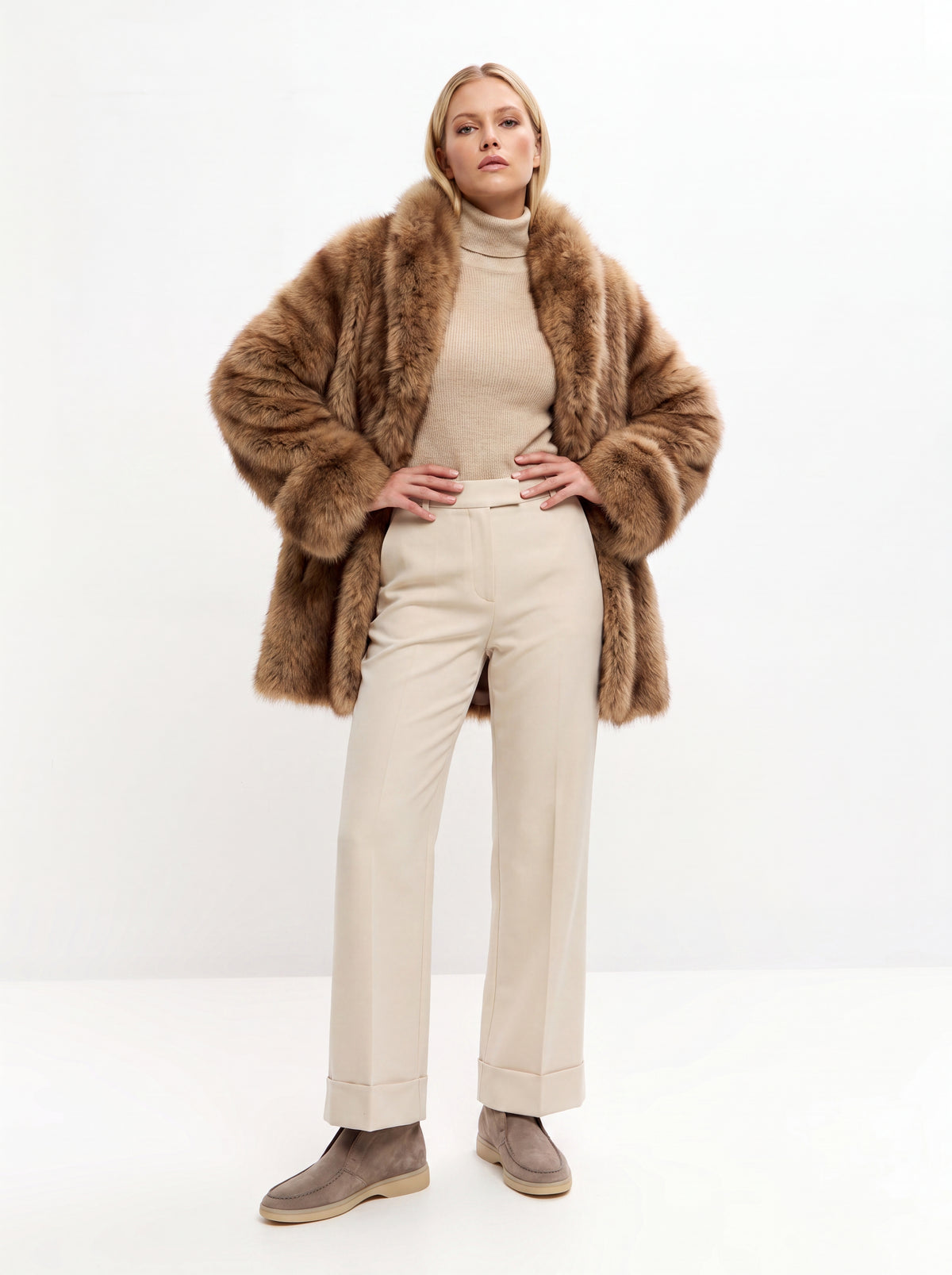 Wool Step High Loafer aus Wolle – Dunkelbeige