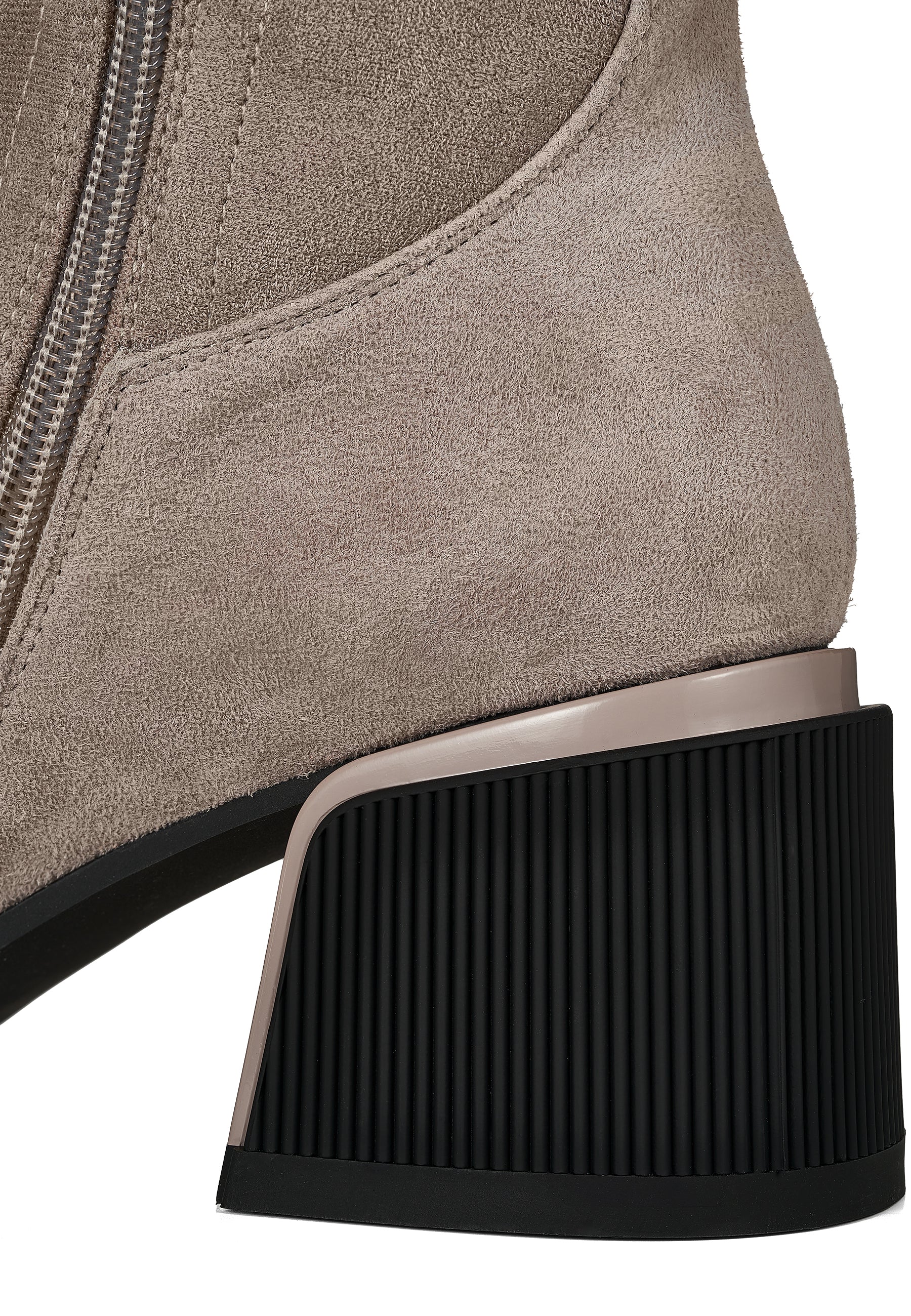 Grey suede block heel on sale boots