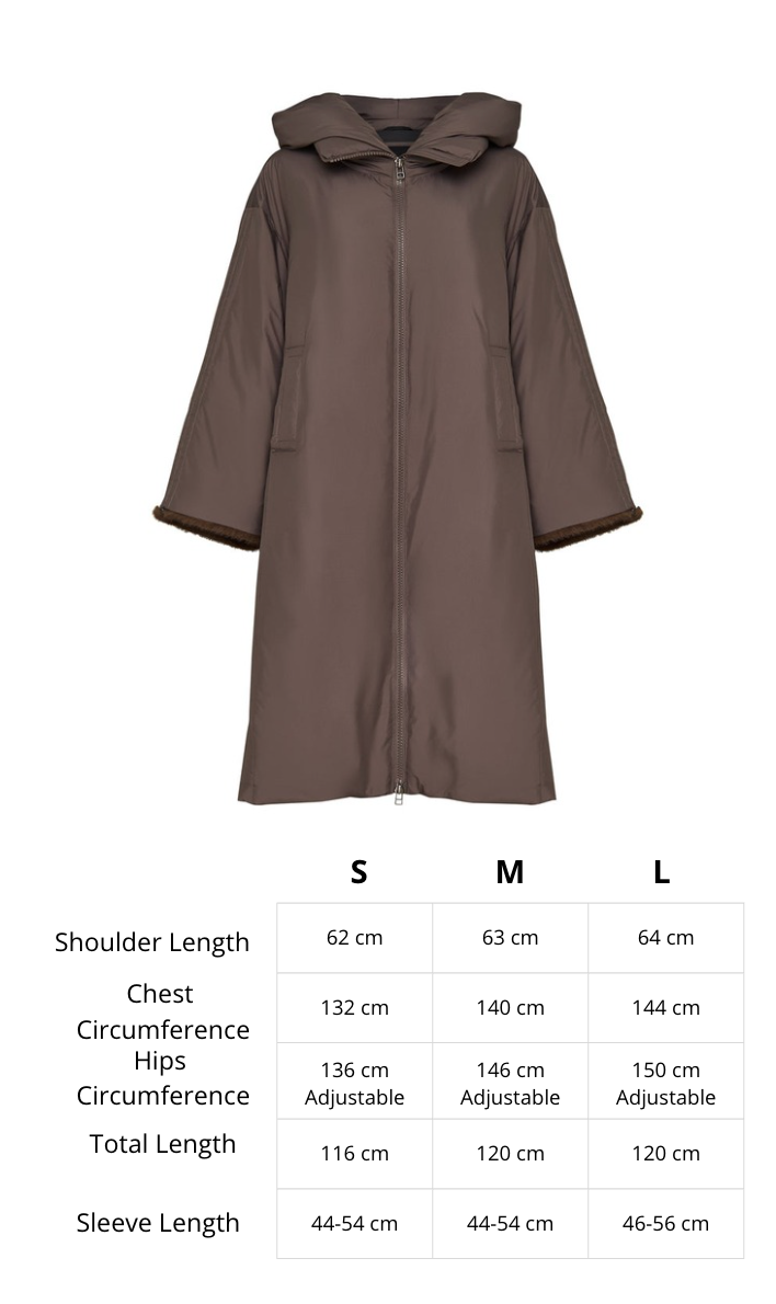 Oversized Hooded Puffer Coat with Faux Fur Cuffs - Beige