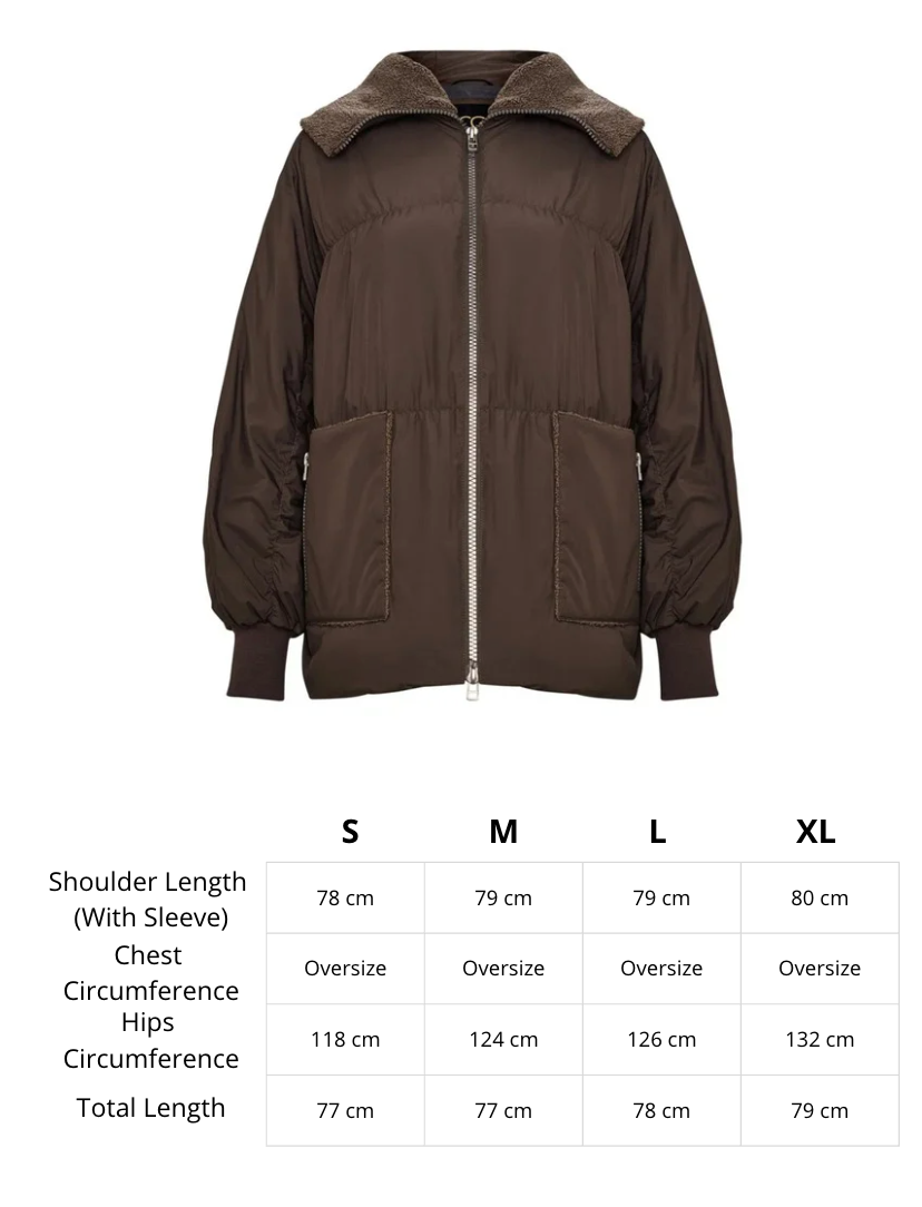 Shearling-Collar Puffer Jacket - Chocolate