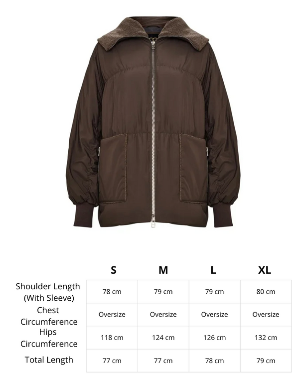 Shearling-Collar Puffer Jacket - Chocolate
