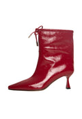 Bottines à talon kitten en cuir verni à bout pointu – Rouge
