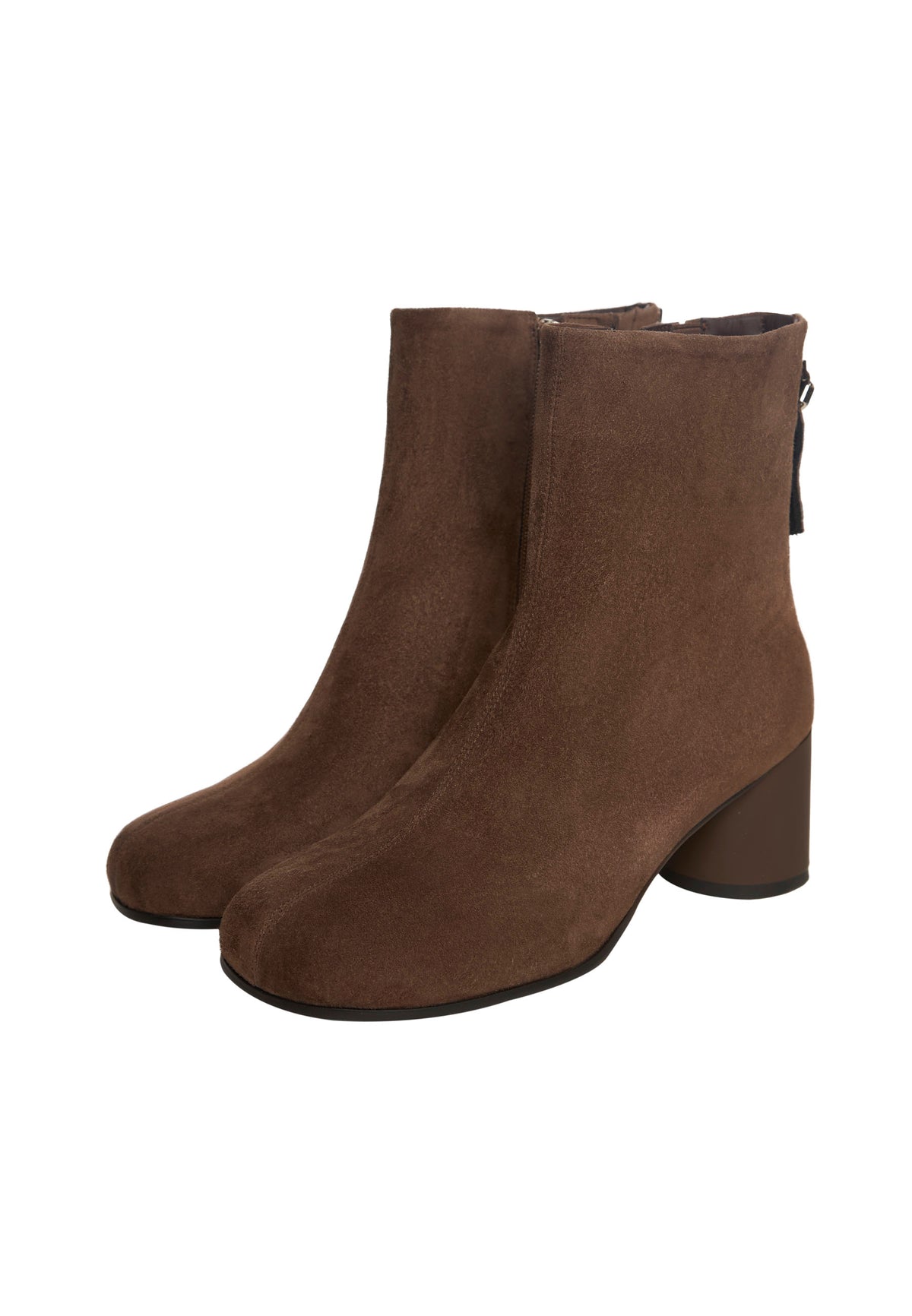 Bottines en suède marron à bout rond
