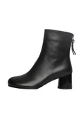 Bottines à bout rond en cuir – Noir