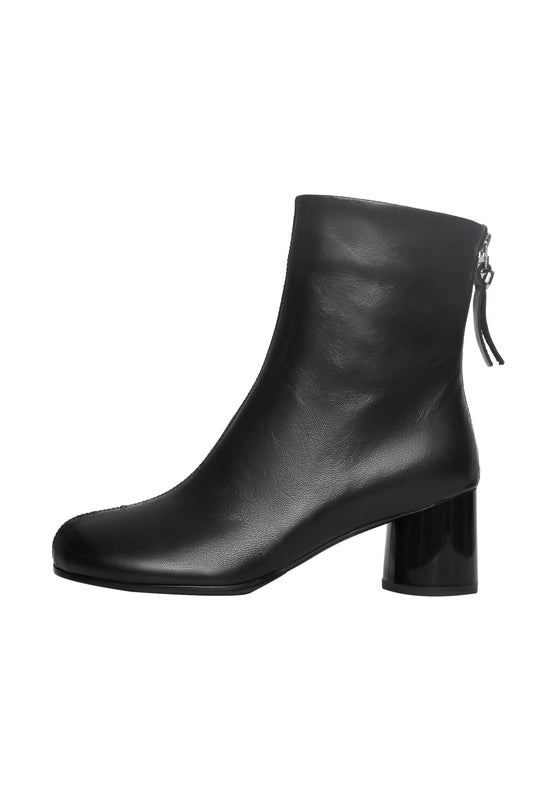 Bottines à bout rond en cuir – Noir