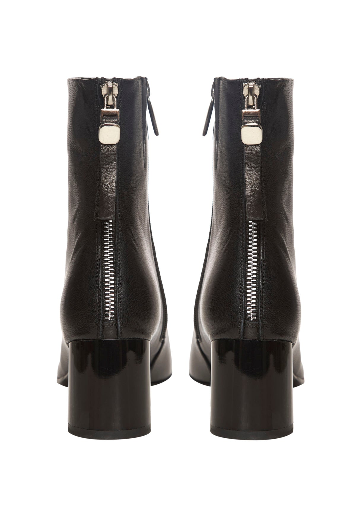 Bottines à bout rond en cuir – Noir