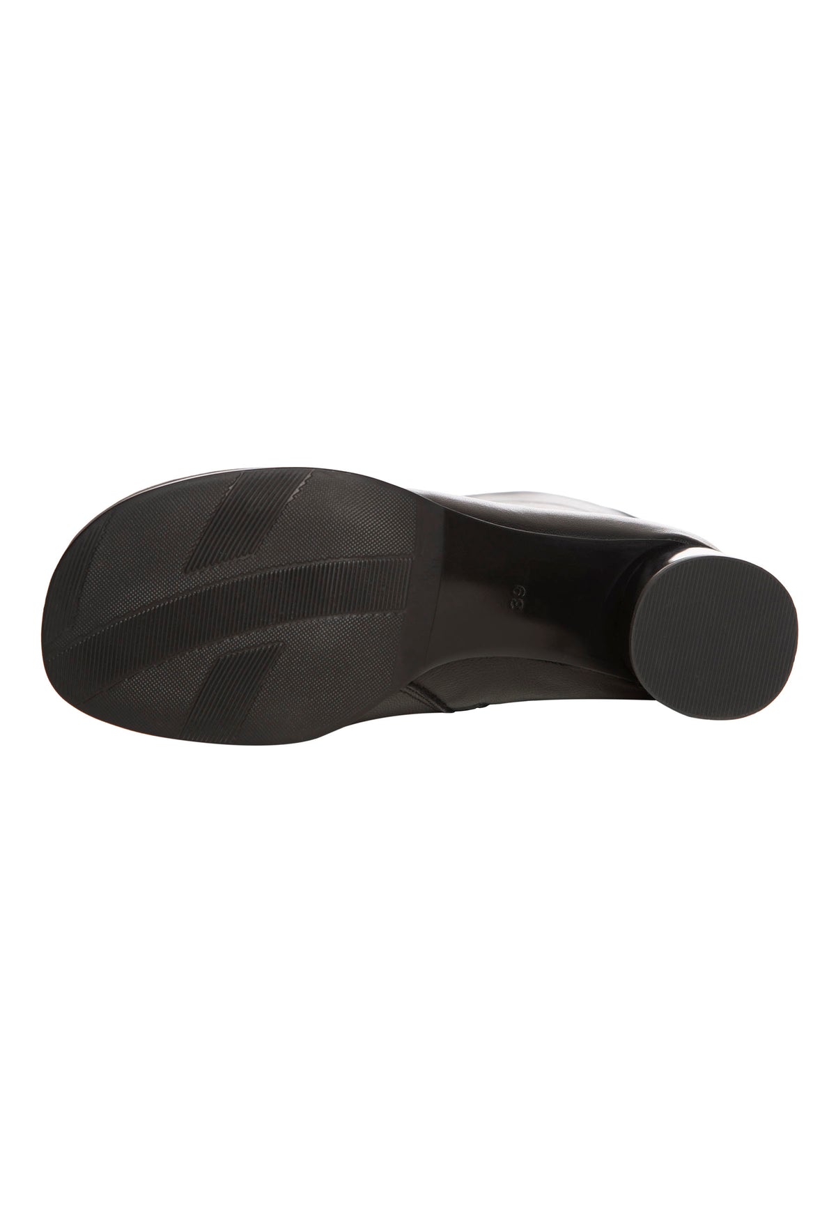 Bottines à bout rond en cuir – Noir