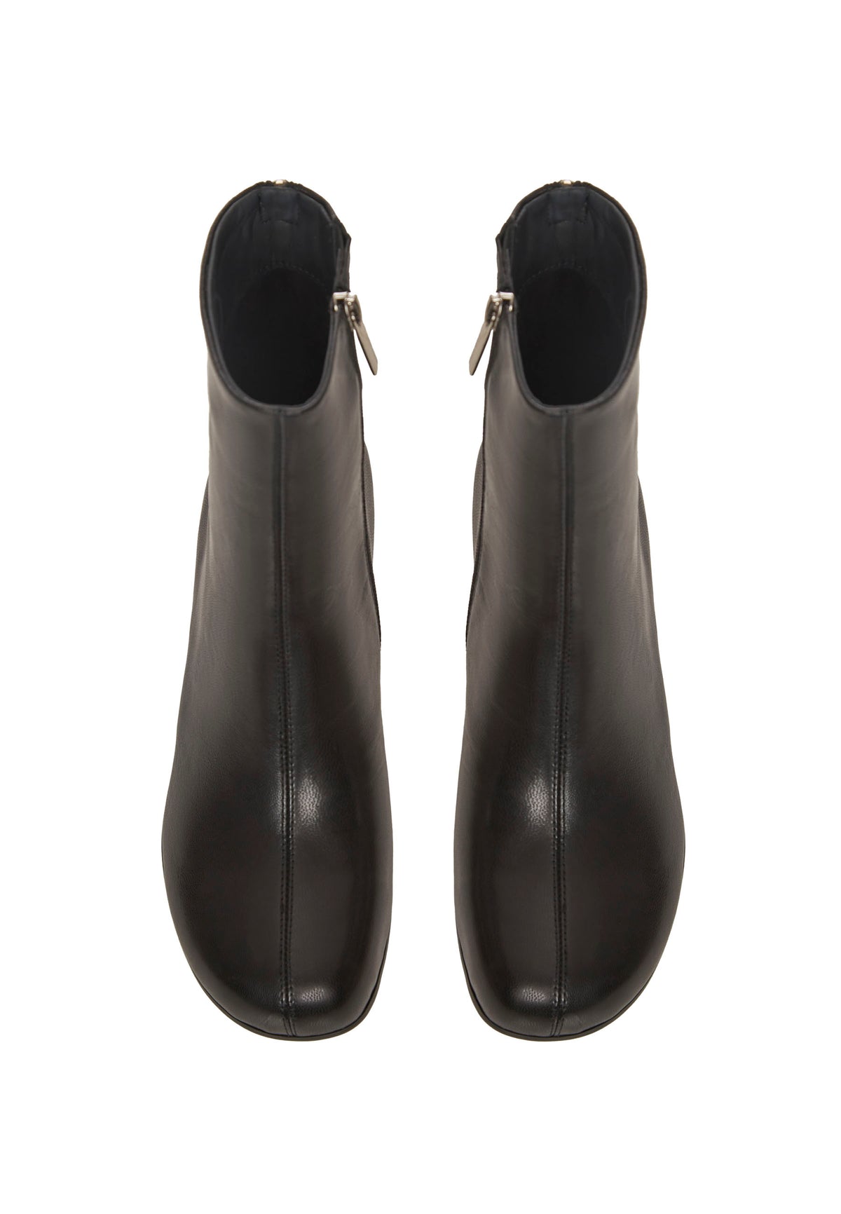 Bottines à bout rond en cuir – Noir