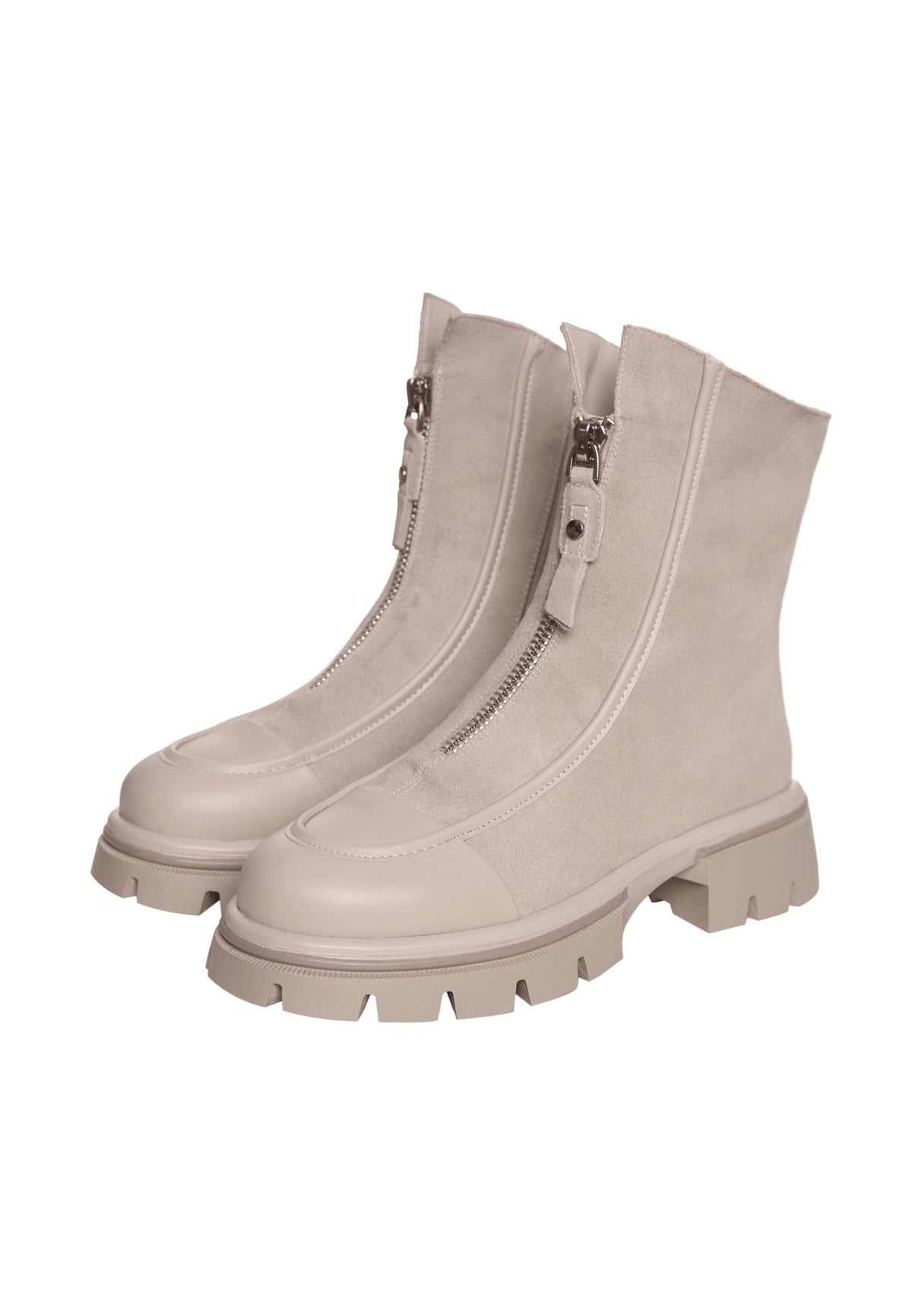 Bottines chunky zippées – Ivoire