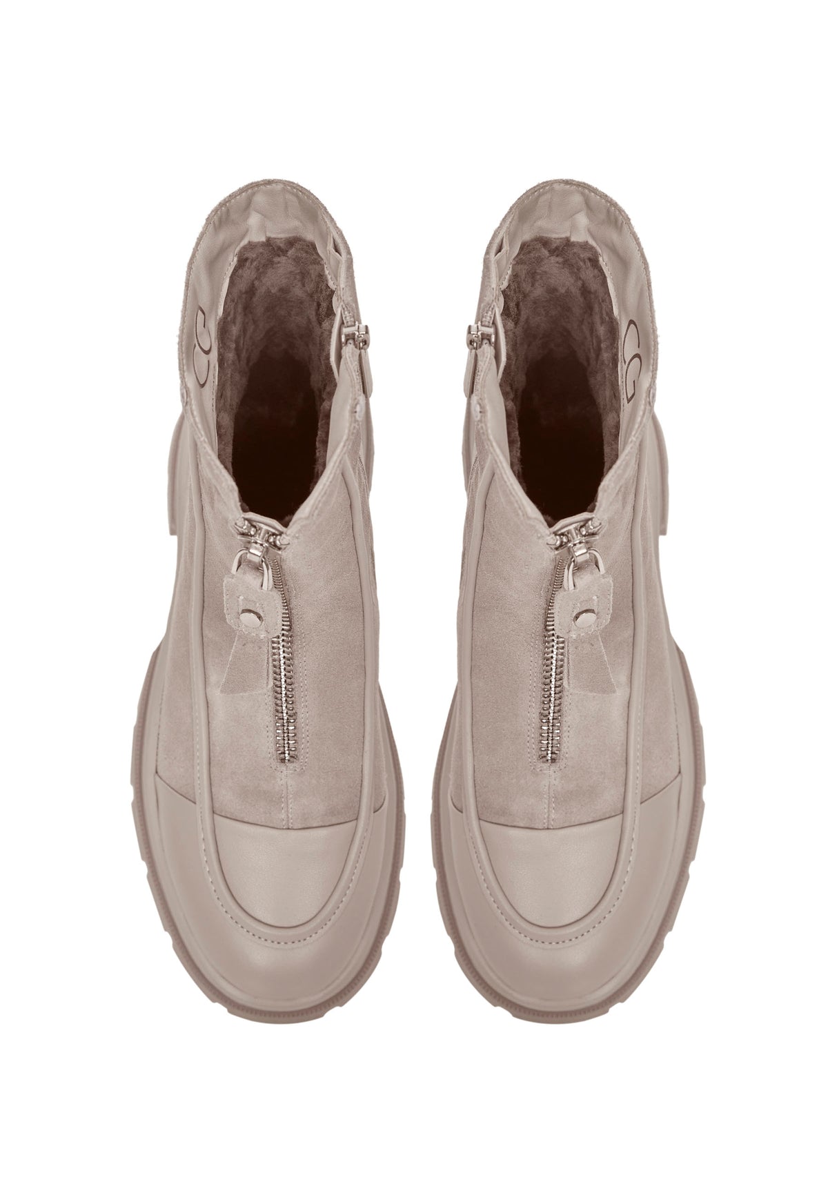 Bottines chunky zippées – Ivoire