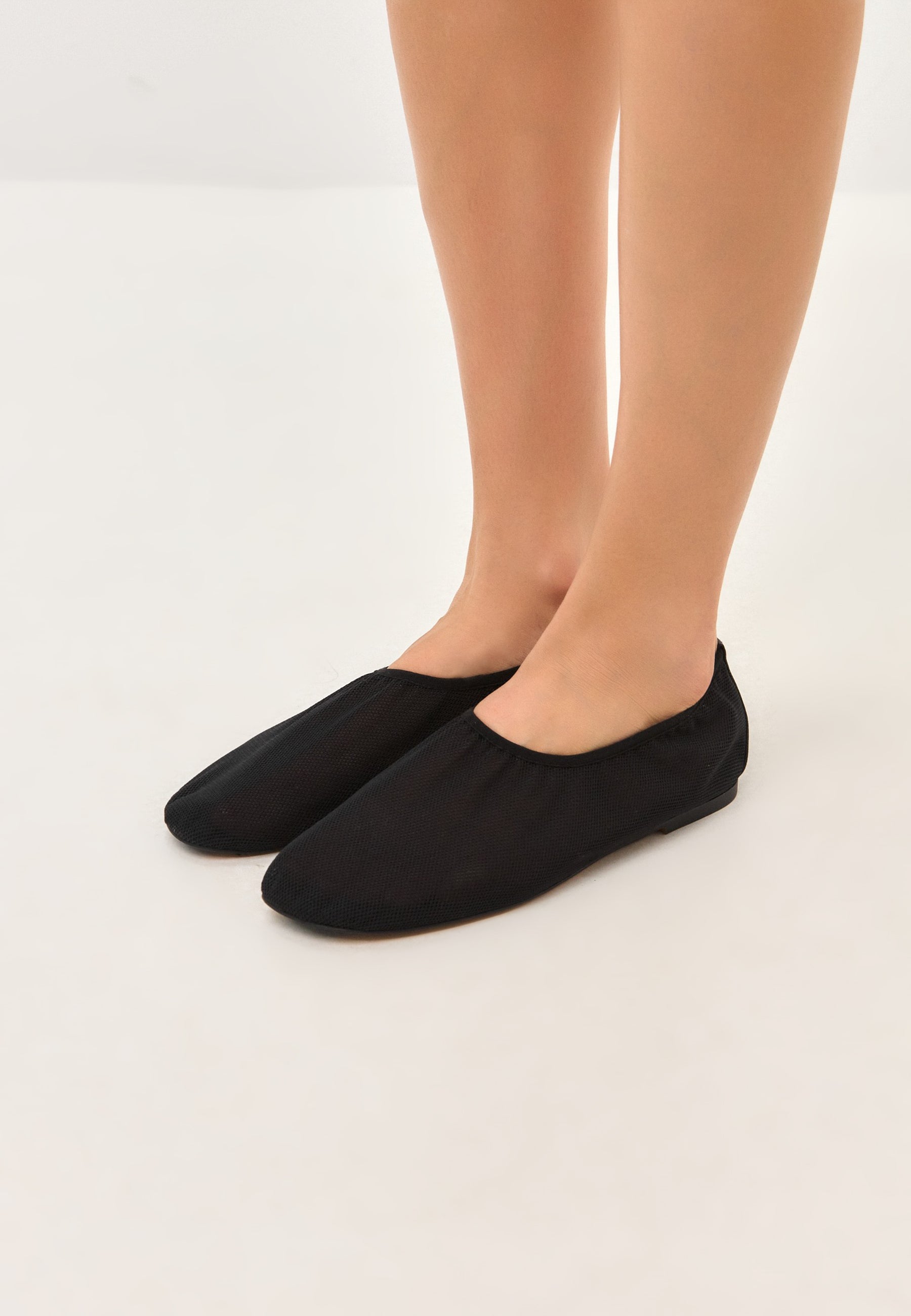 Mesh Slip-On Ballet Flats - Black