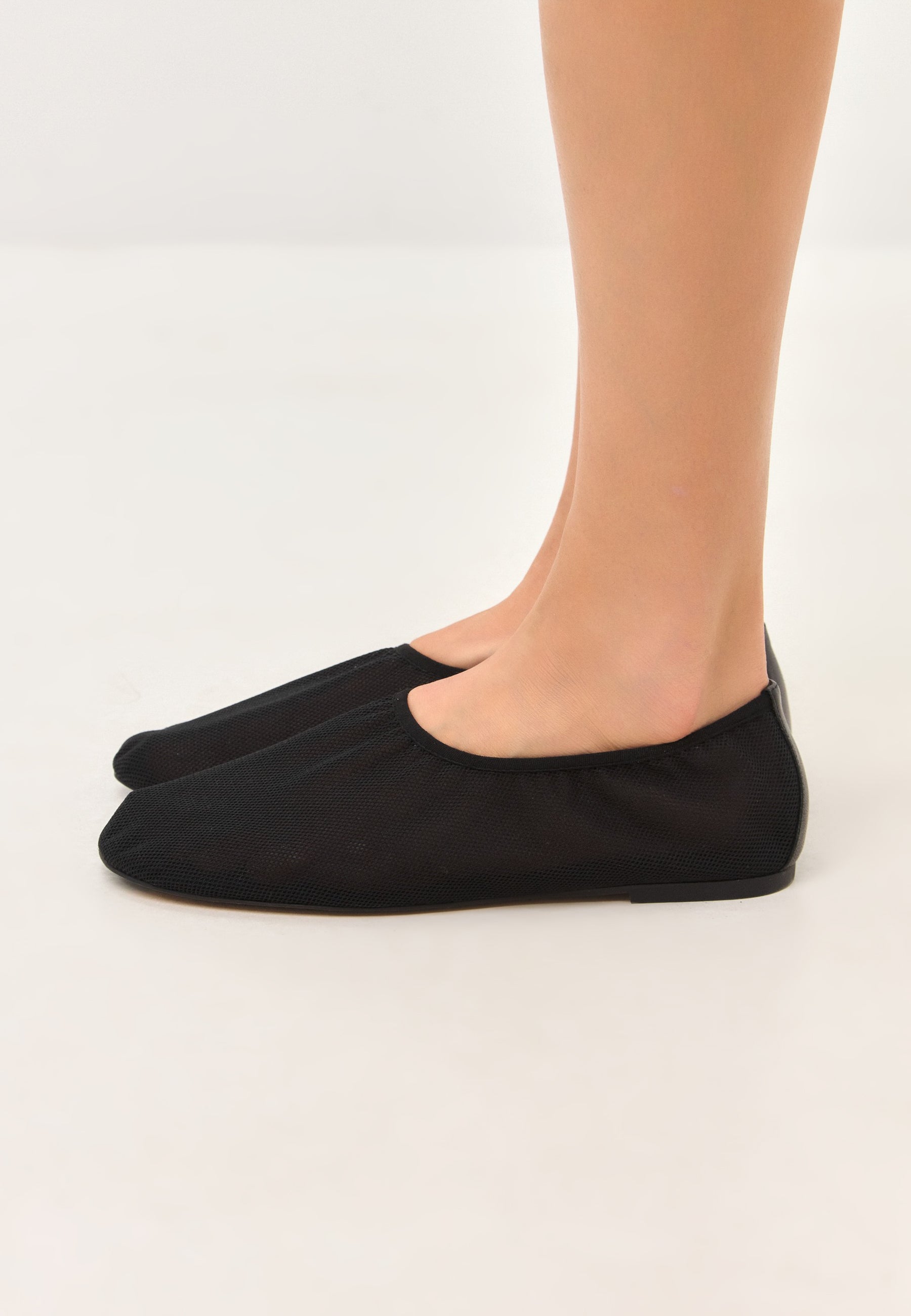 Mesh Slip-On Ballet Flats - Black