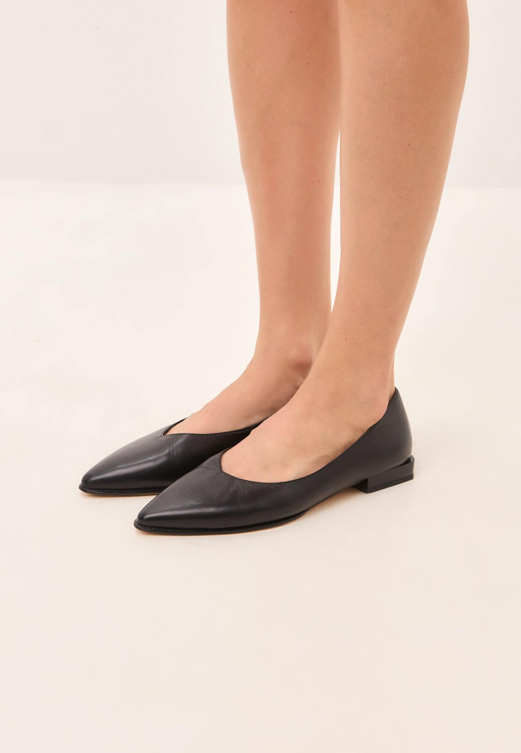 Classic Black Pointed-Toe Ballet Flats - Black