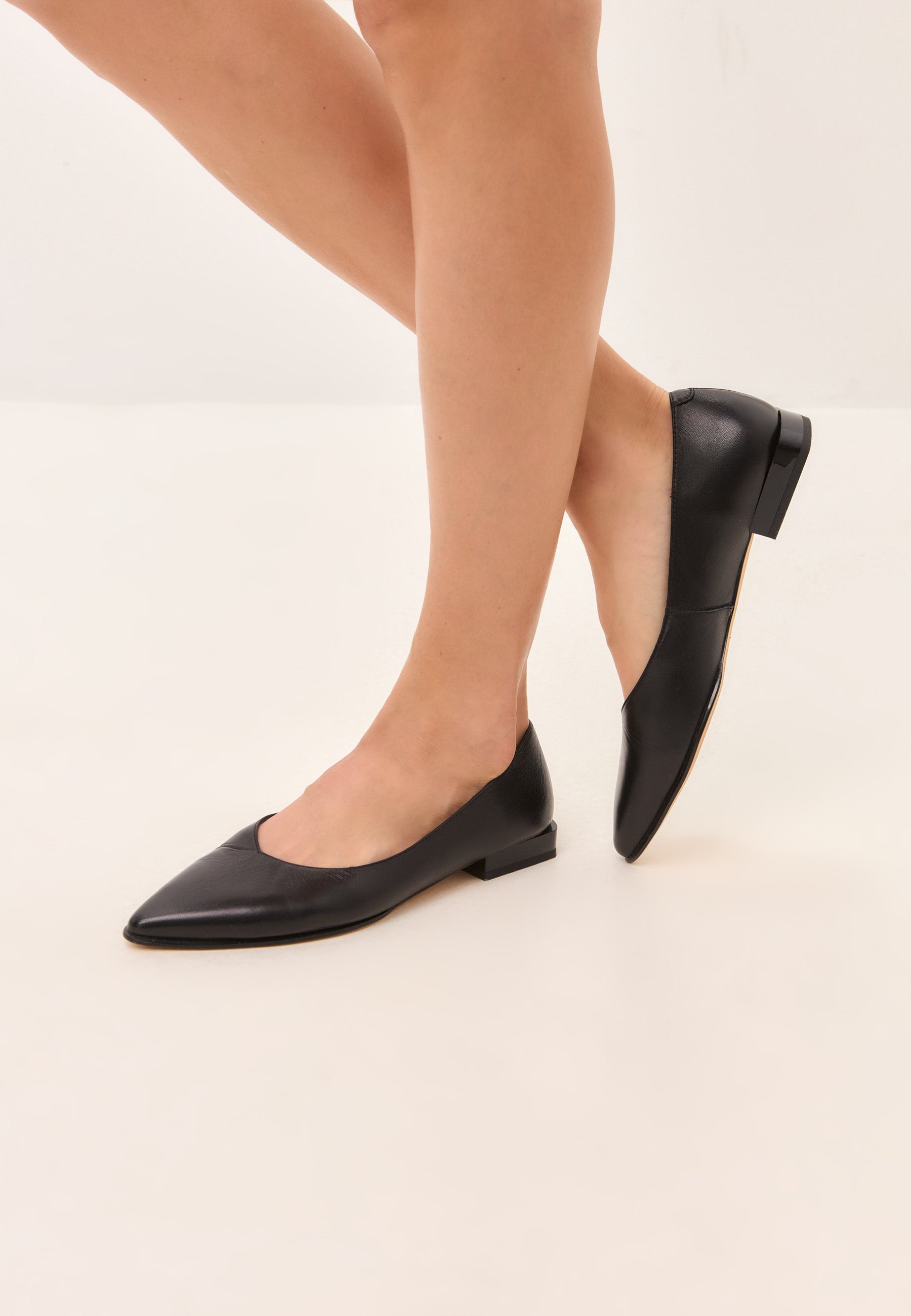 Classic Black Pointed-Toe Ballet Flats - Black