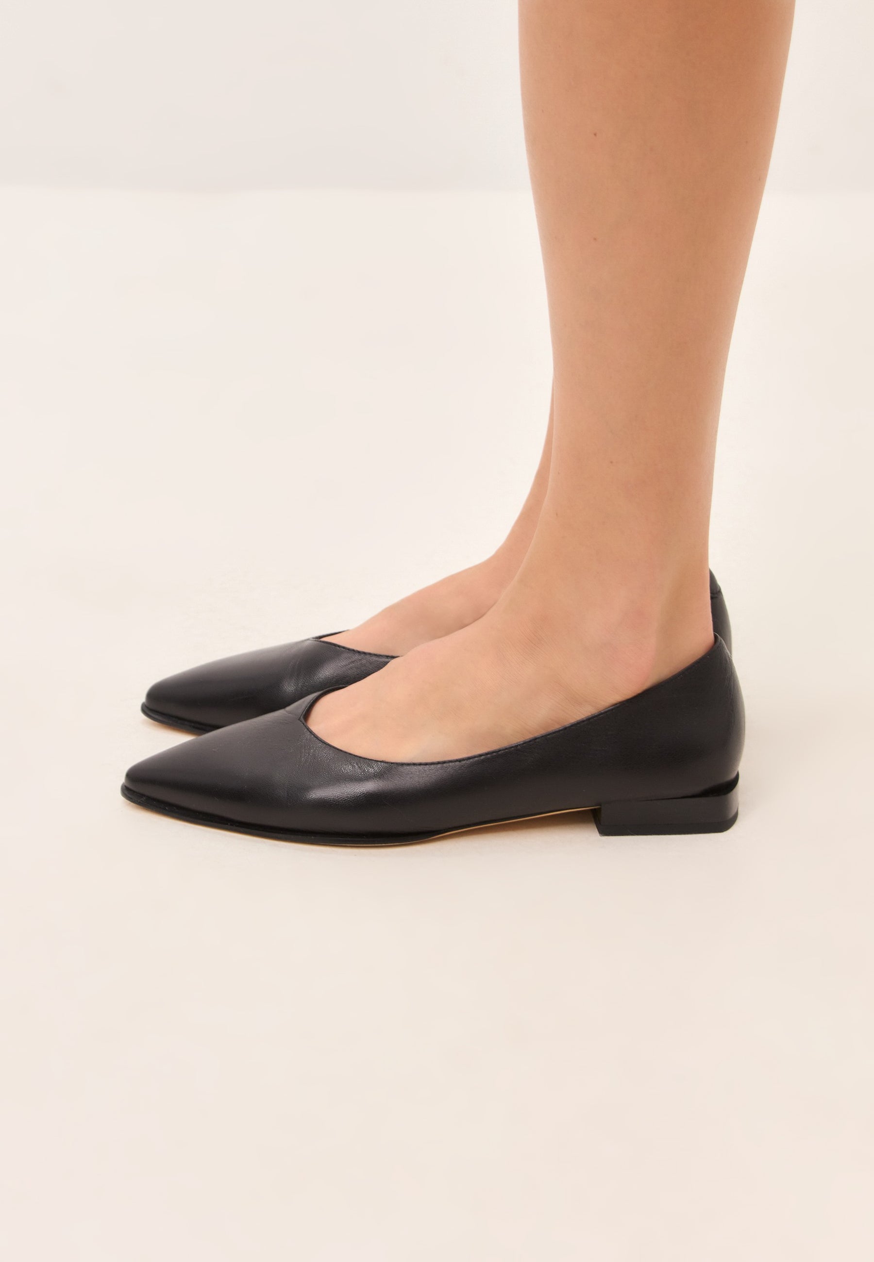 Classic Black Pointed-Toe Ballet Flats - Black