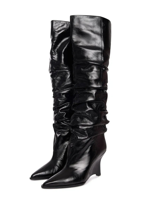 Leather Slouch Boots