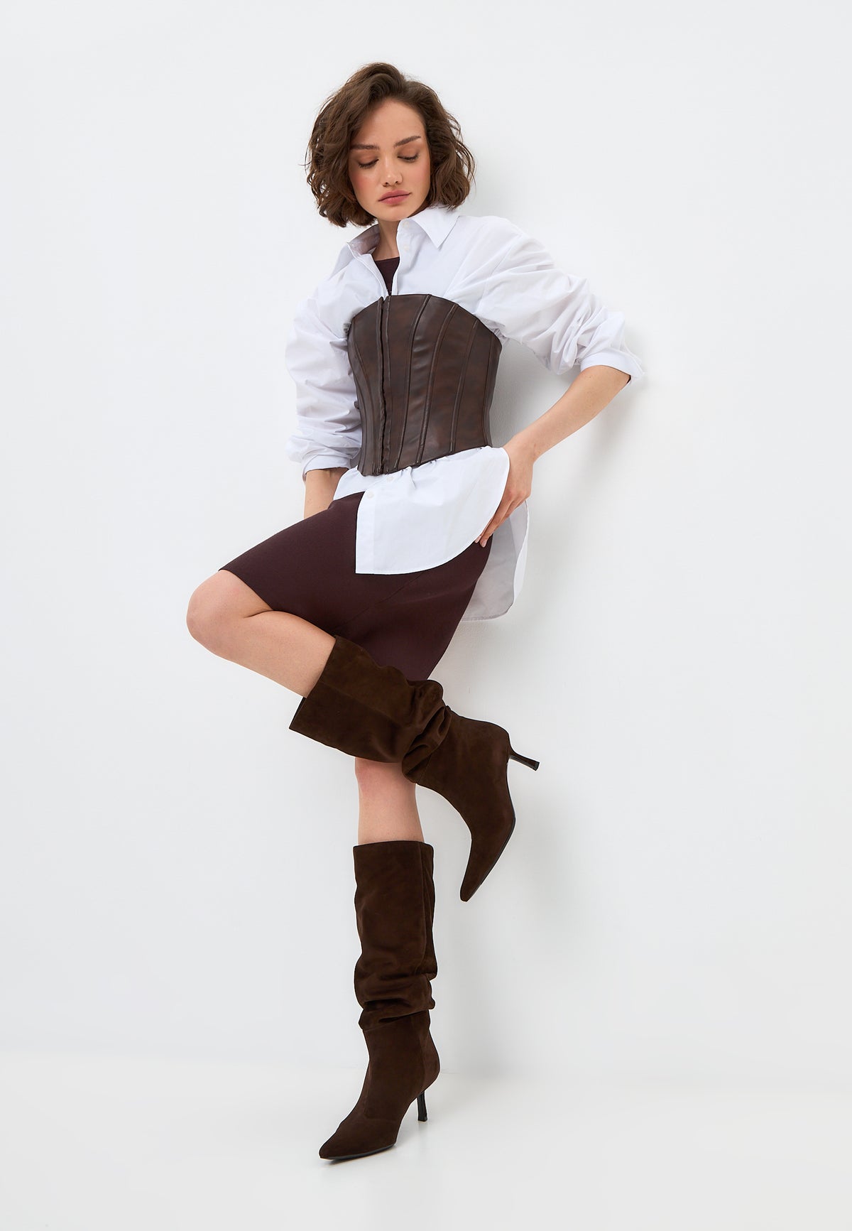 Suede Slouchy Boots Stella - Brown