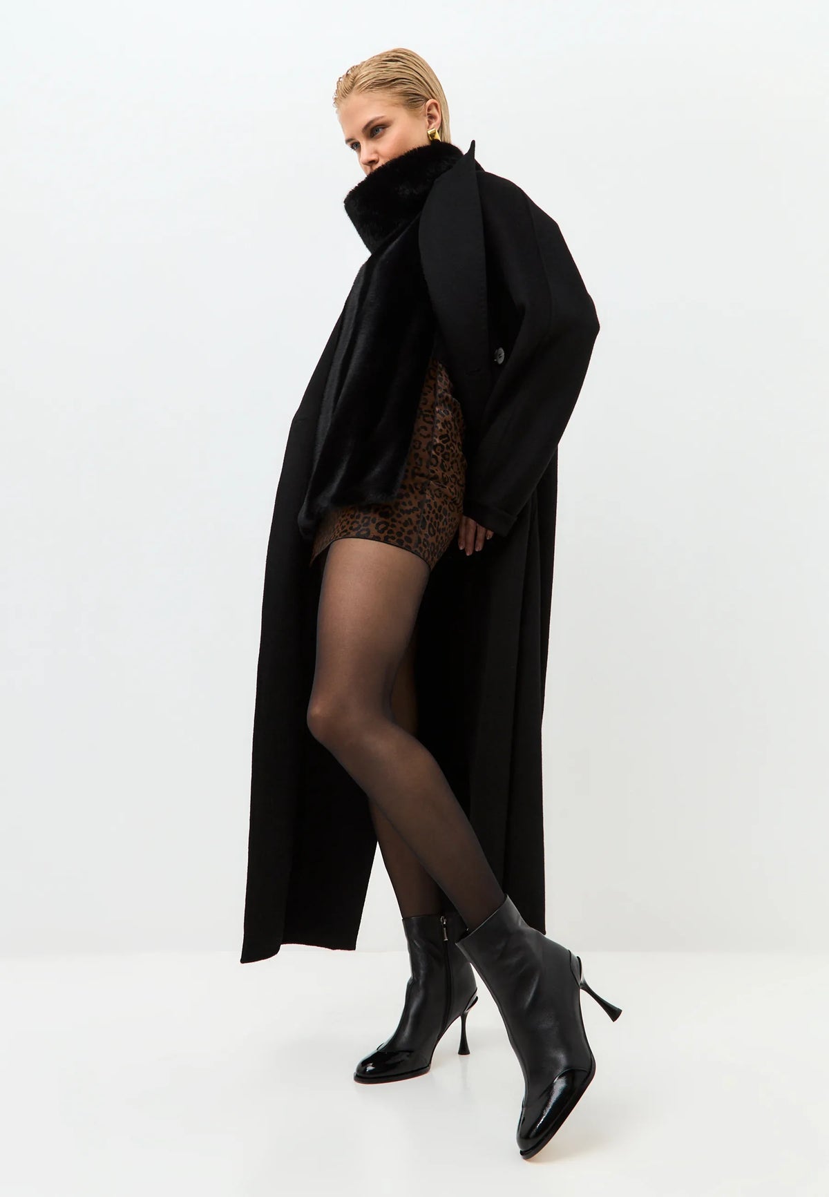 Gloss Cap Toe Stiletto Ankle Boot