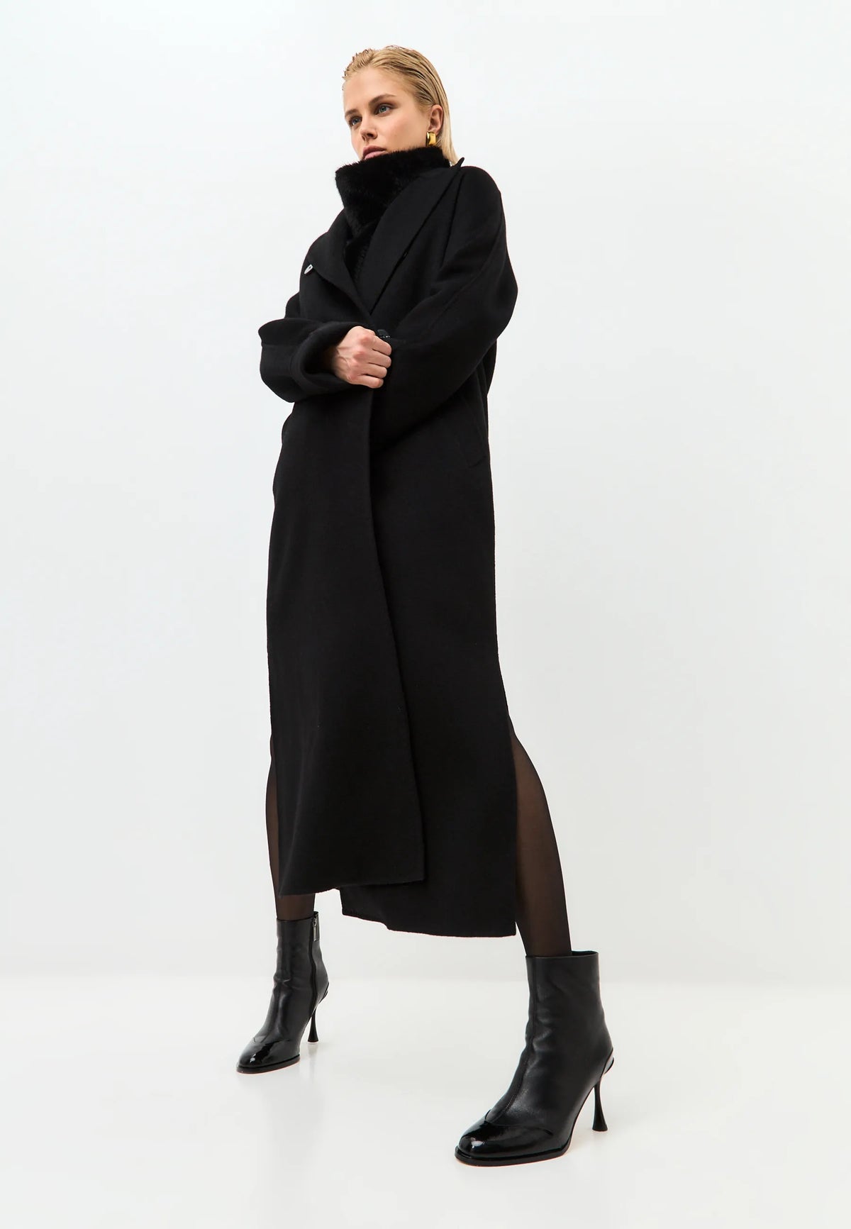 Gloss Cap Toe Stiletto Ankle Boot