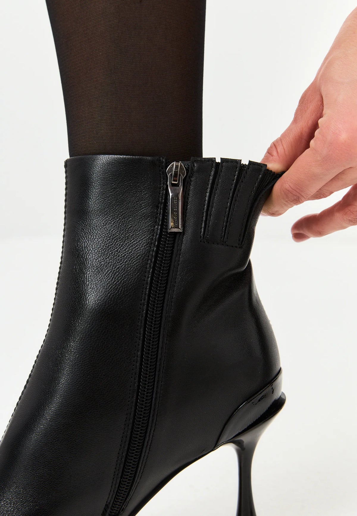 Gloss Cap Toe Stiletto Ankle Boot