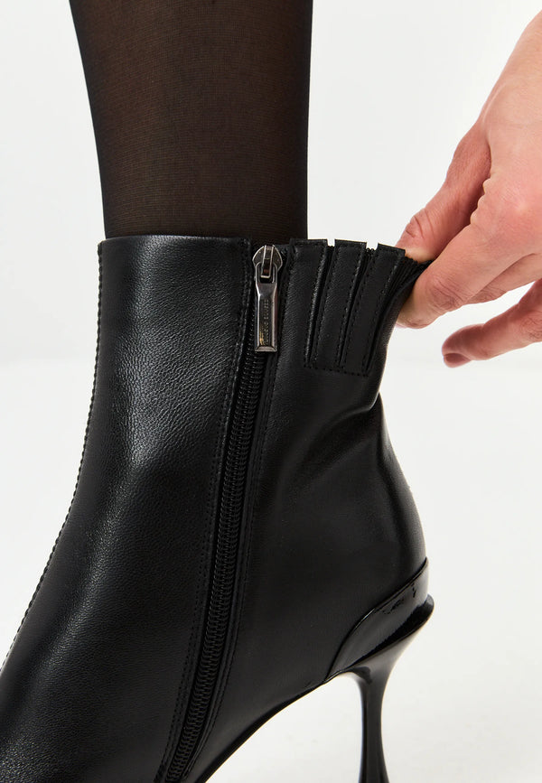 Gloss Cap Toe Stiletto Ankle Boot