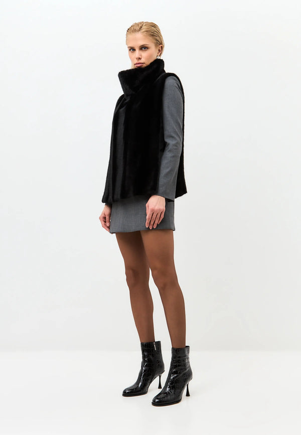 Croc Noir Stiletto Ankle Boot