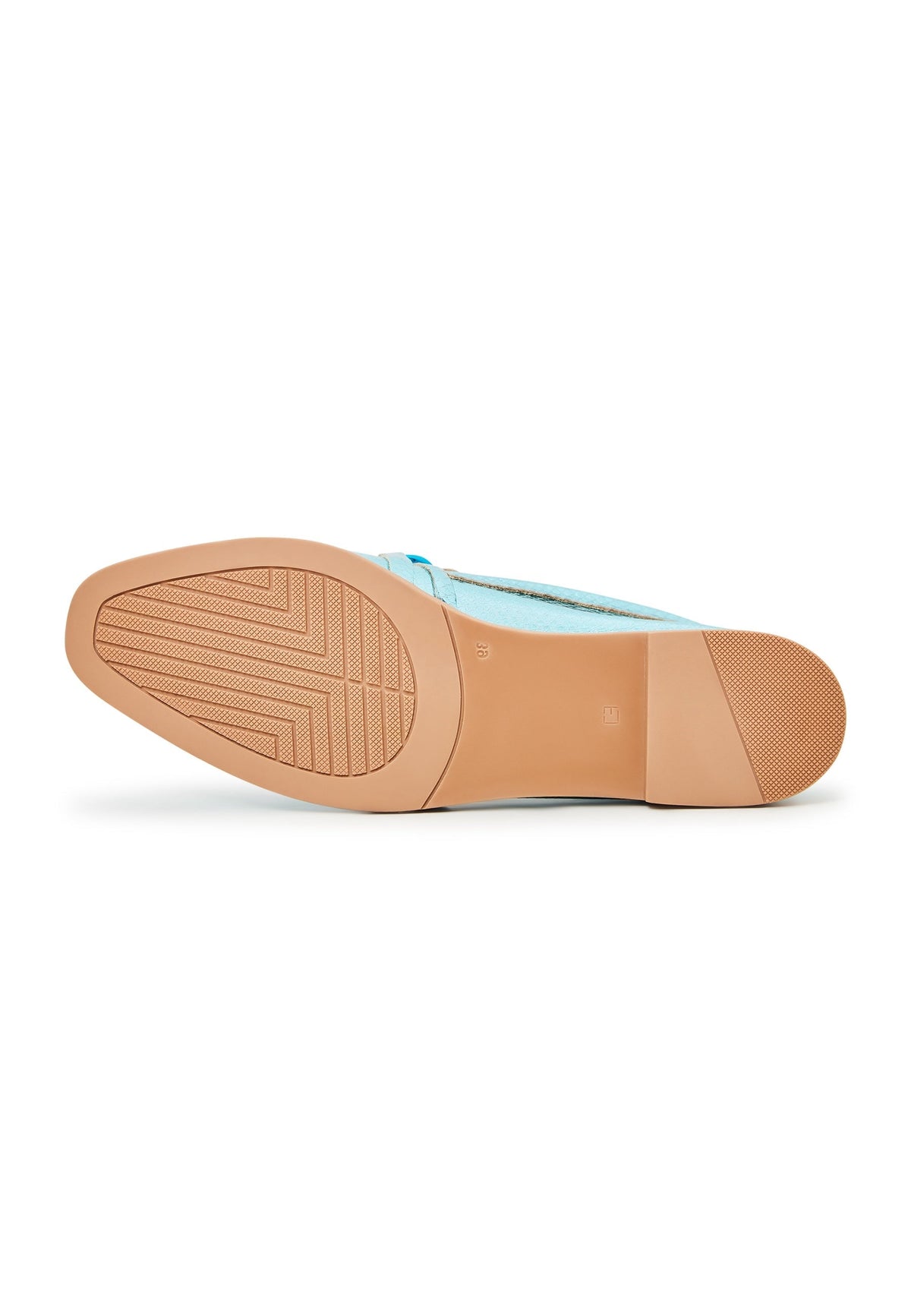 Klassische Loafers aus Leder mit flacher Sohle - Metallic Blau