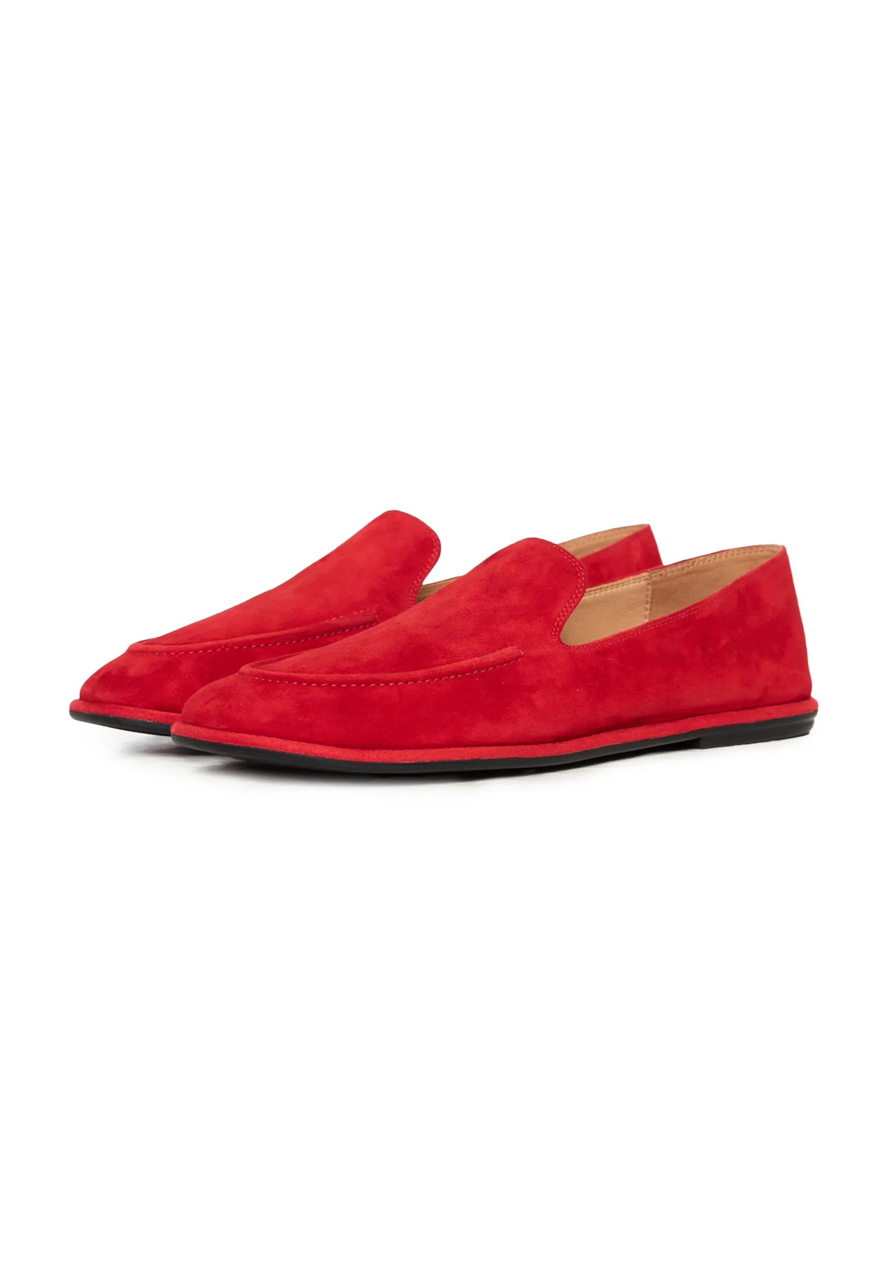 Soft Step Suede Loafers – Red
