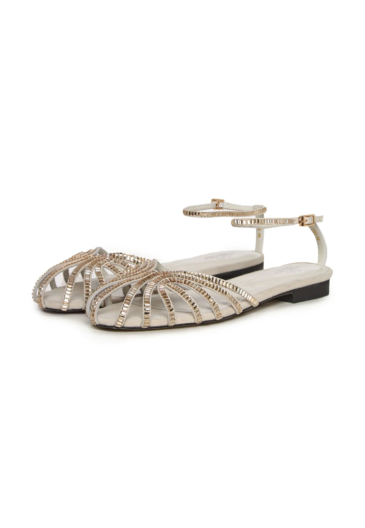 Crystal Arc Flat Sandals – Silver