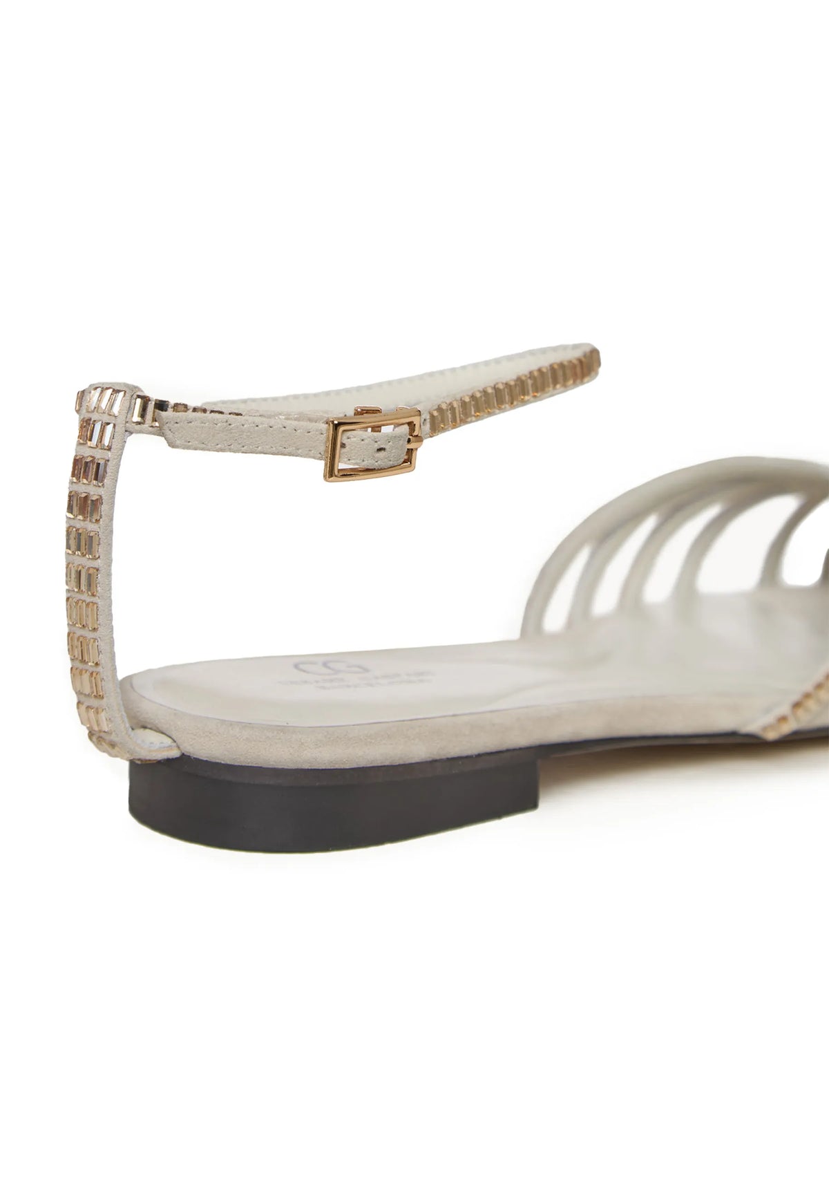 Crystal Arc Flat Sandals – Silver