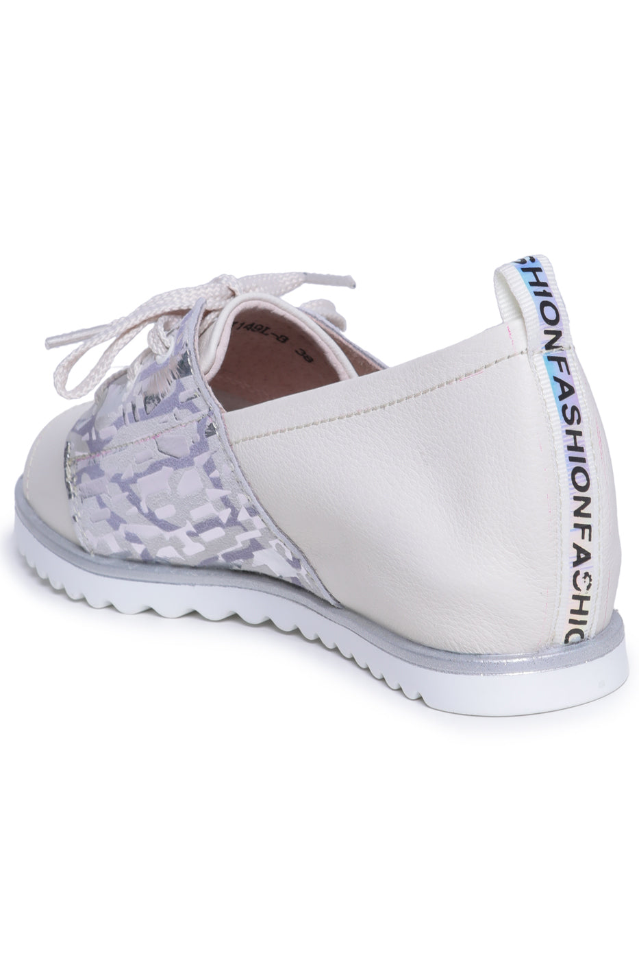 Lace-Up Leather Open-Toe Flats – Light Grey