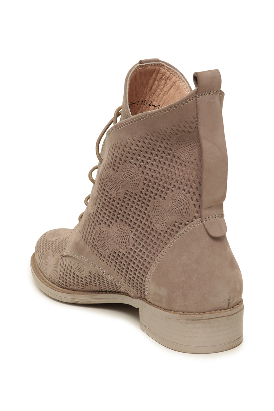 Botines de piel perforada - Beige