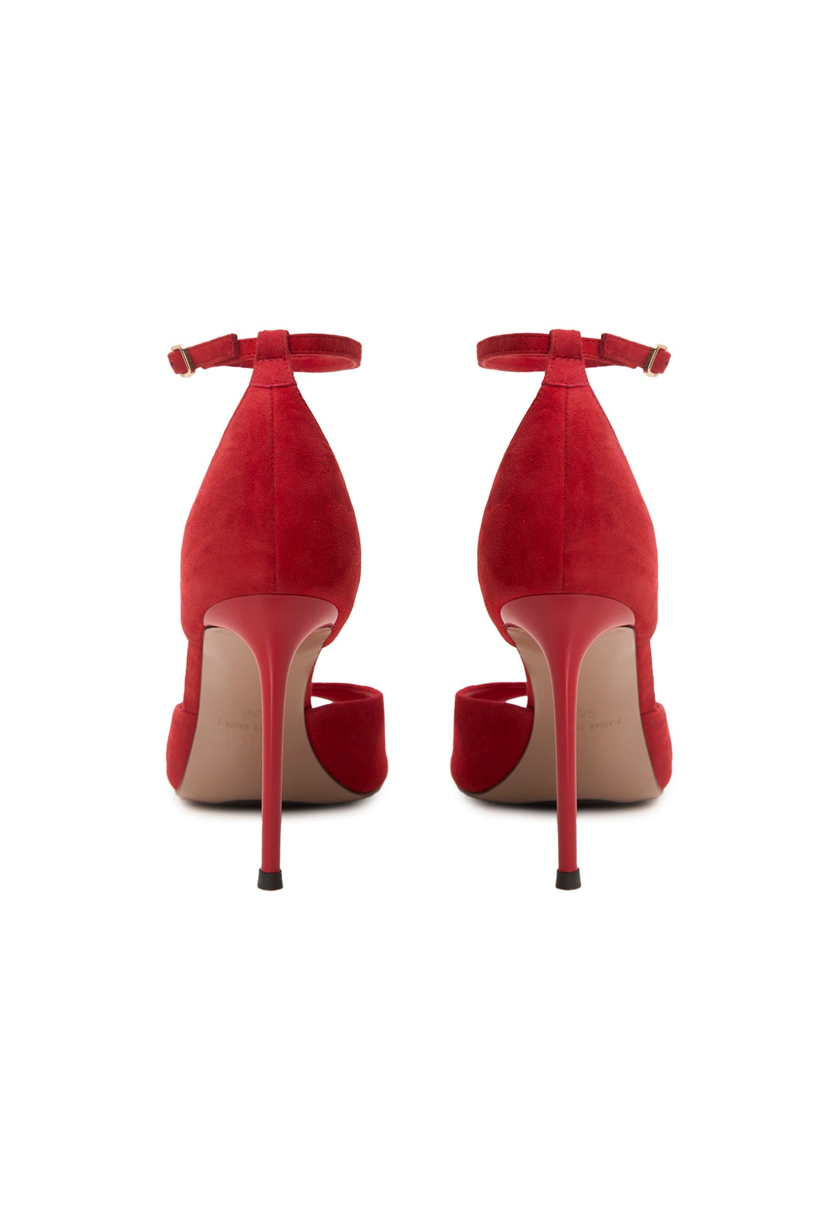 Pointed-Toe Stiletto Sandals – Suede Red