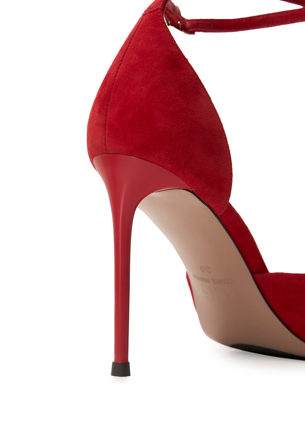 Pointed-Toe Stiletto Sandals – Suede Red