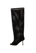 Perforated Knee-High Boots – Black