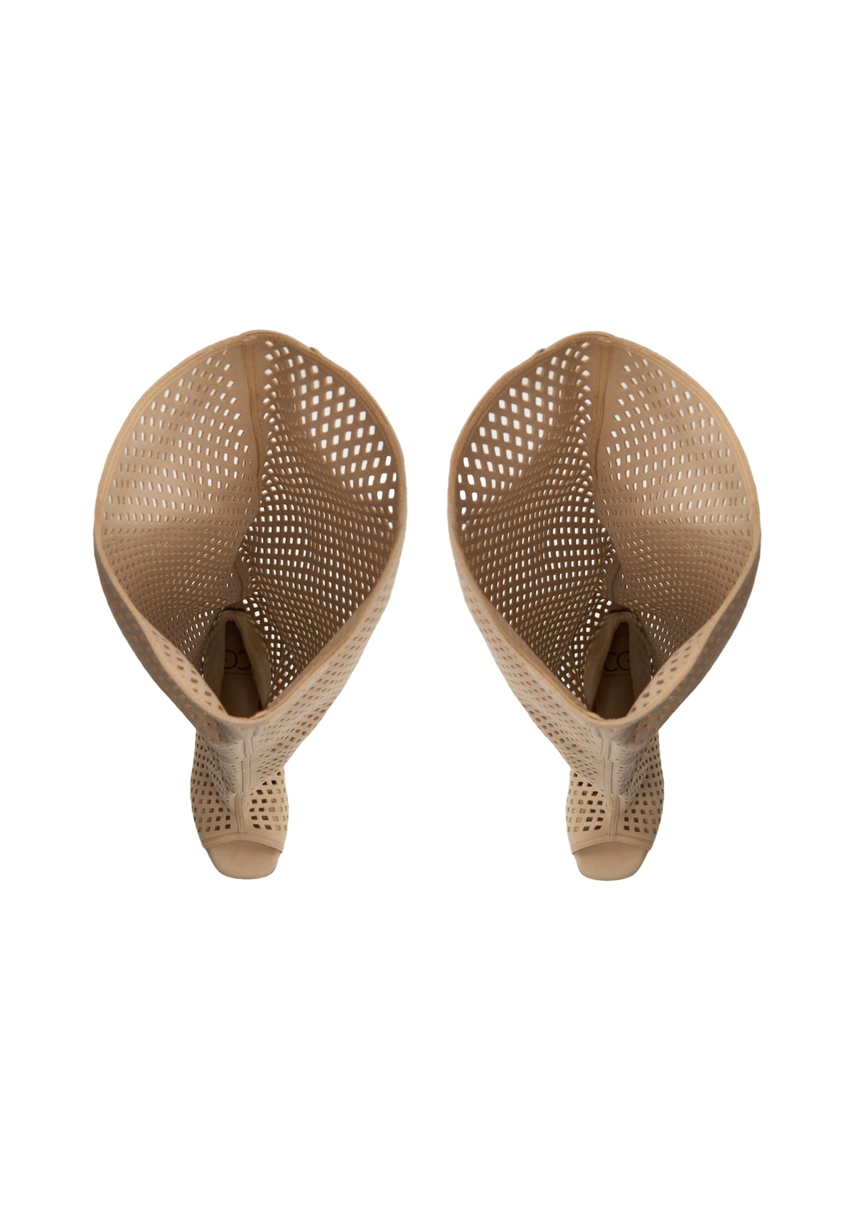 Perforated Knee-High Boots – Beige