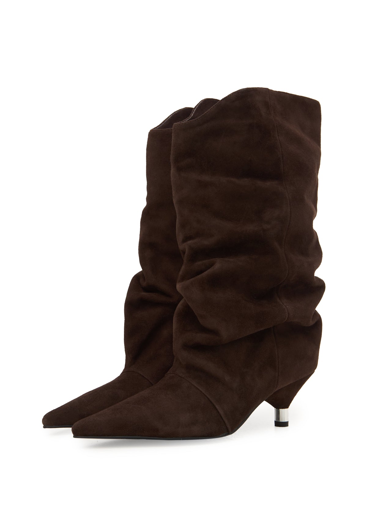Kitten Heel Ankle Boots - Brown