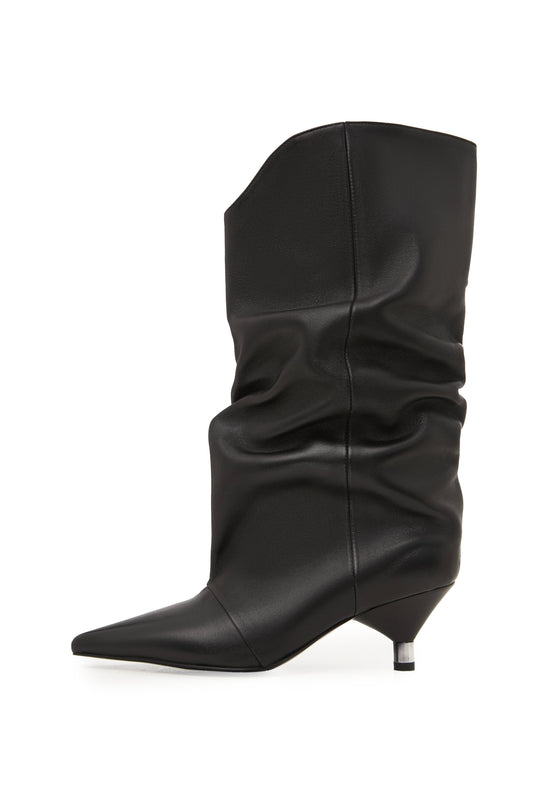 Kitten Heel Ankle Boots - Black