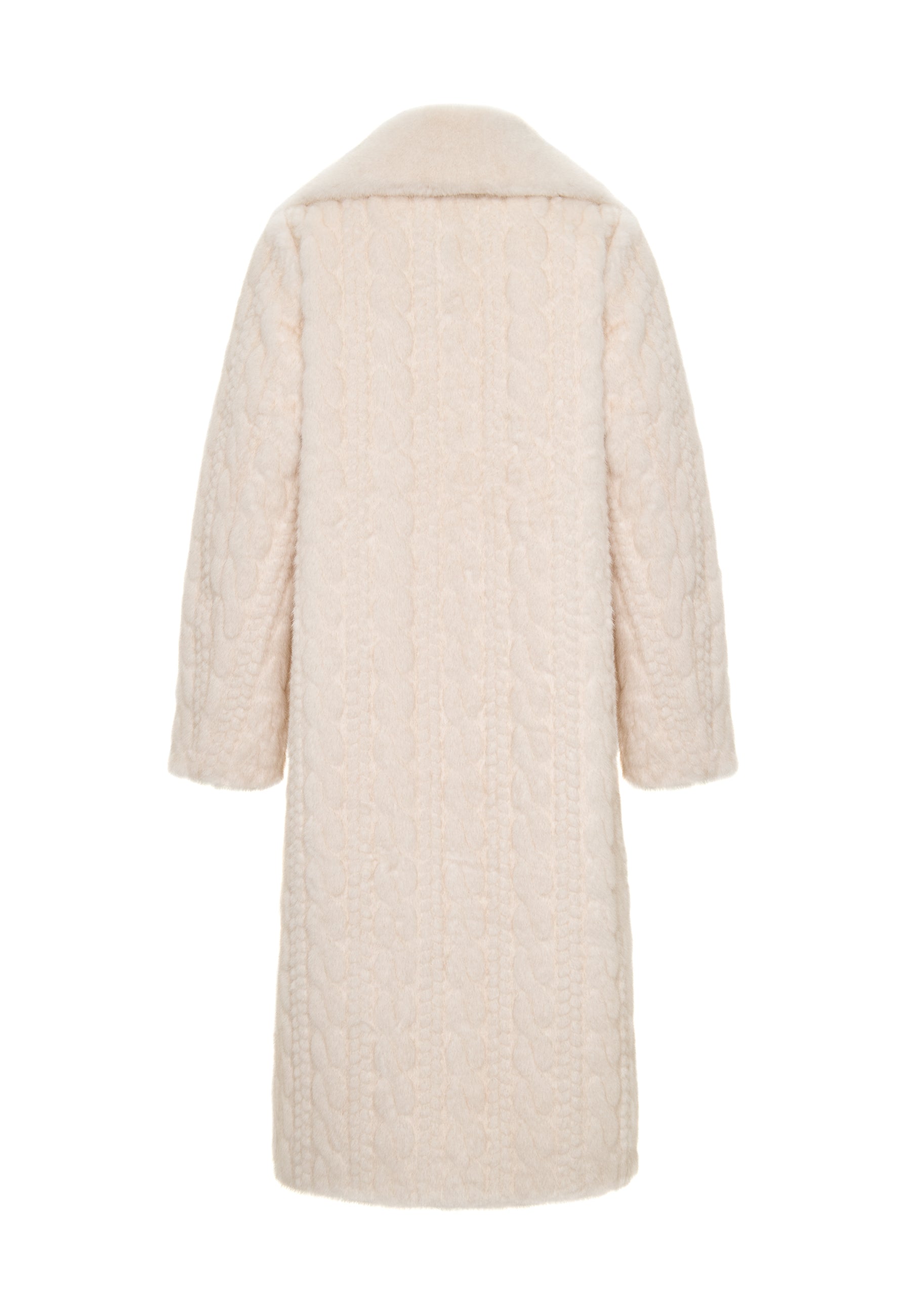 Elegant Cream Cable Knit Faux Fur Coat Hildi