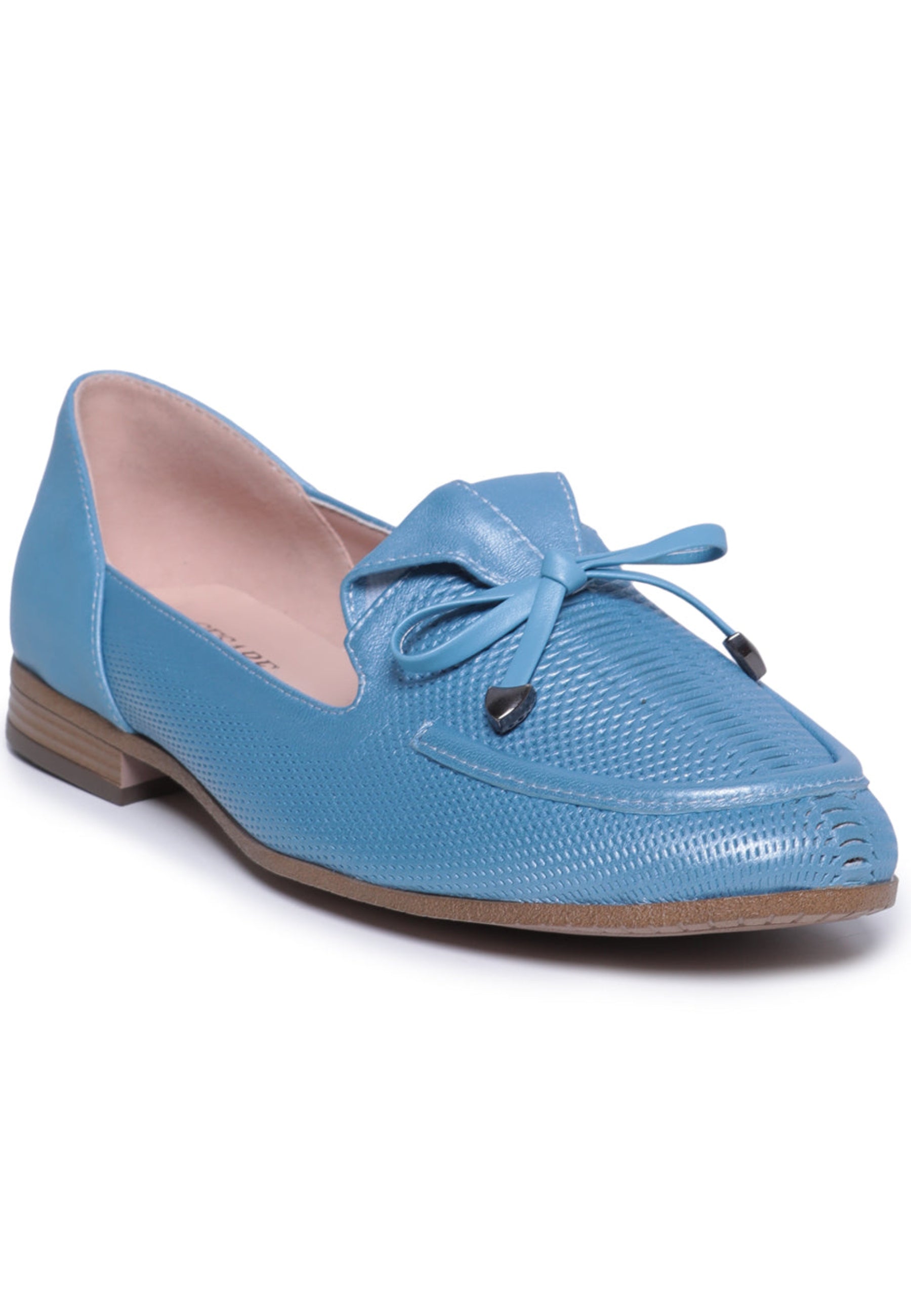 Perforated Bow-Tie Loafers - Blue